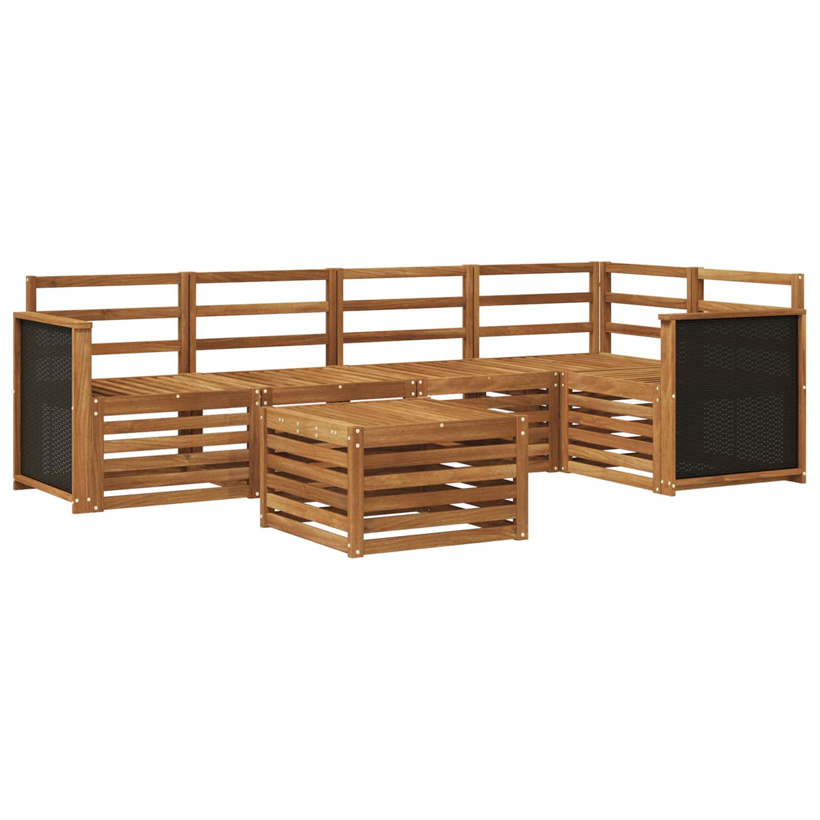 Ensemble de canapé d'angle 5 pcs Naturel Bois d'Acacia Massif - XIOS