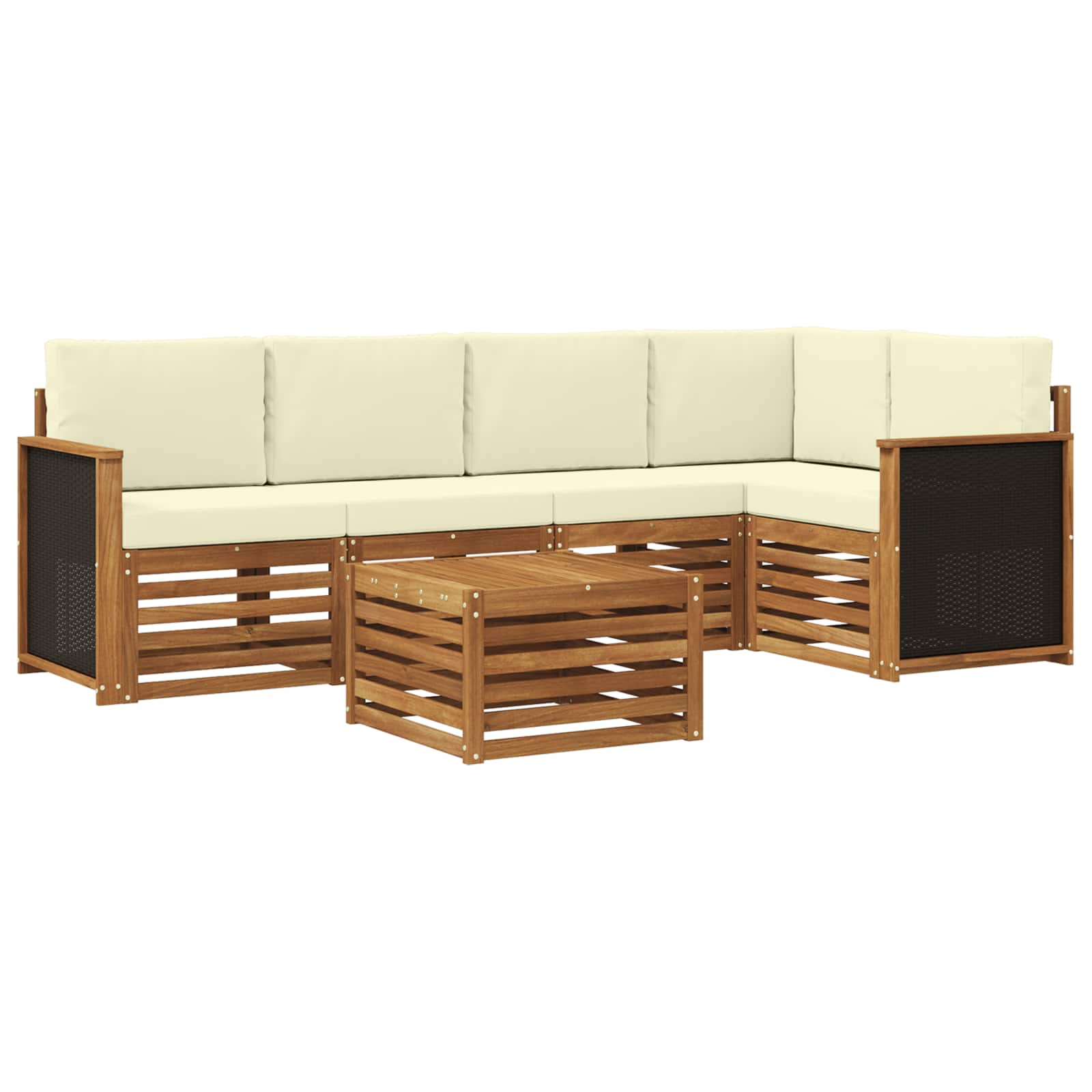 Ensemble de canapé d'angle avec coussin 5 pcs Naturel et Crème - XIOS