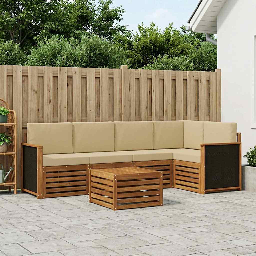 Ensemble de canapé d'angle avec coussin 5 pcs Naturel - XIOS