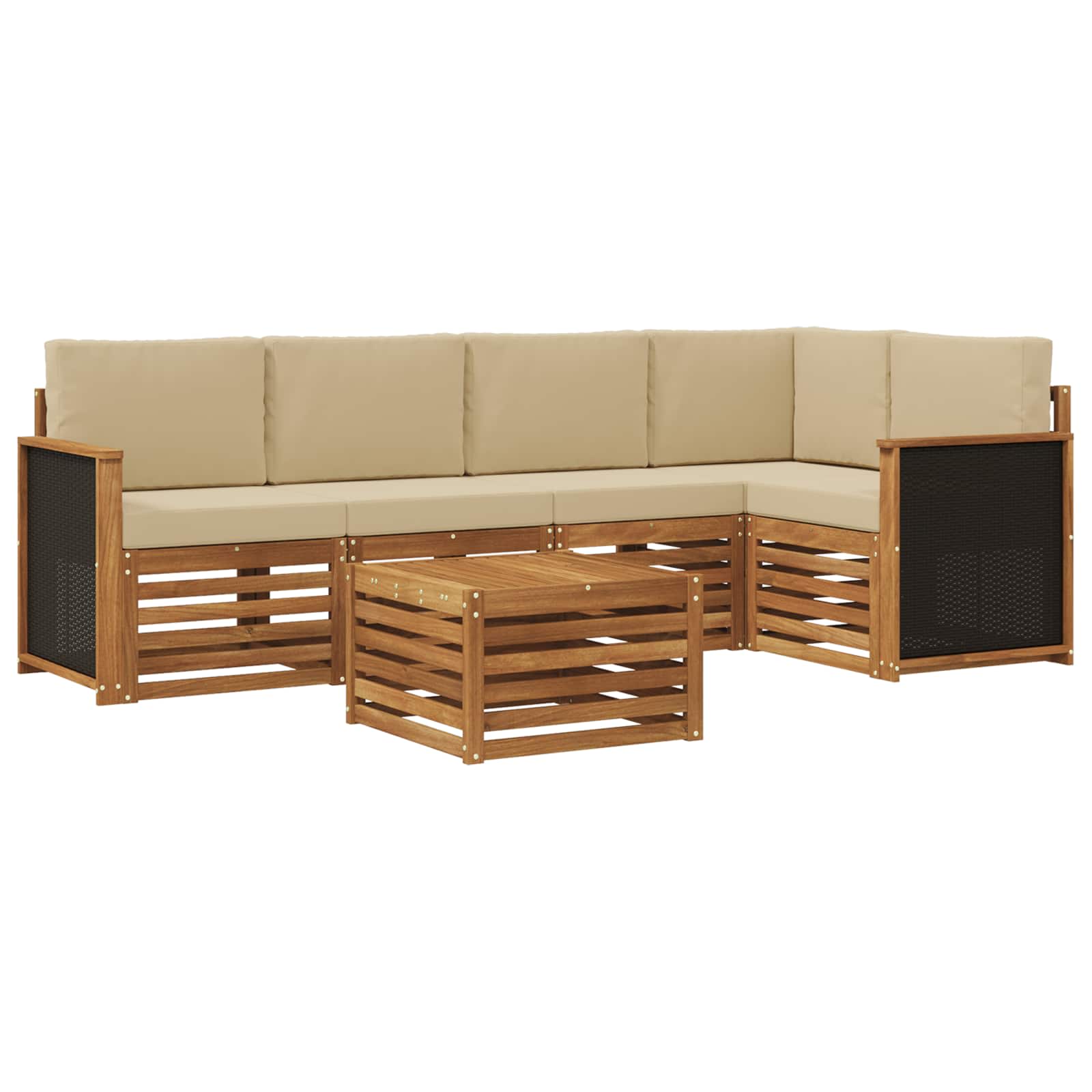 Ensemble de canapé d'angle avec coussin 5 pcs Naturel - XIOS