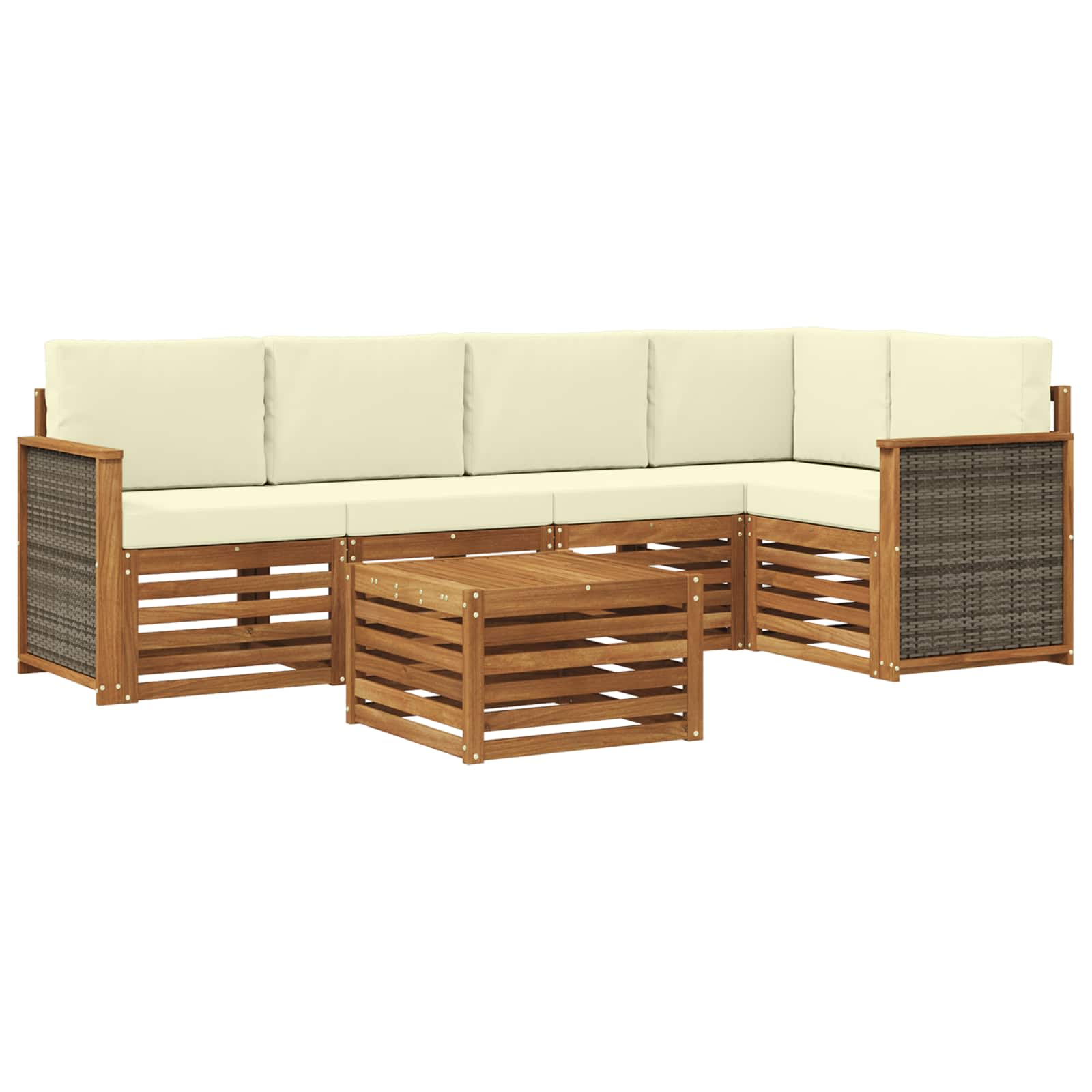 Ensemble de canapé d'angle avec coussin 5 pcs Naturel et Crème - XIOS