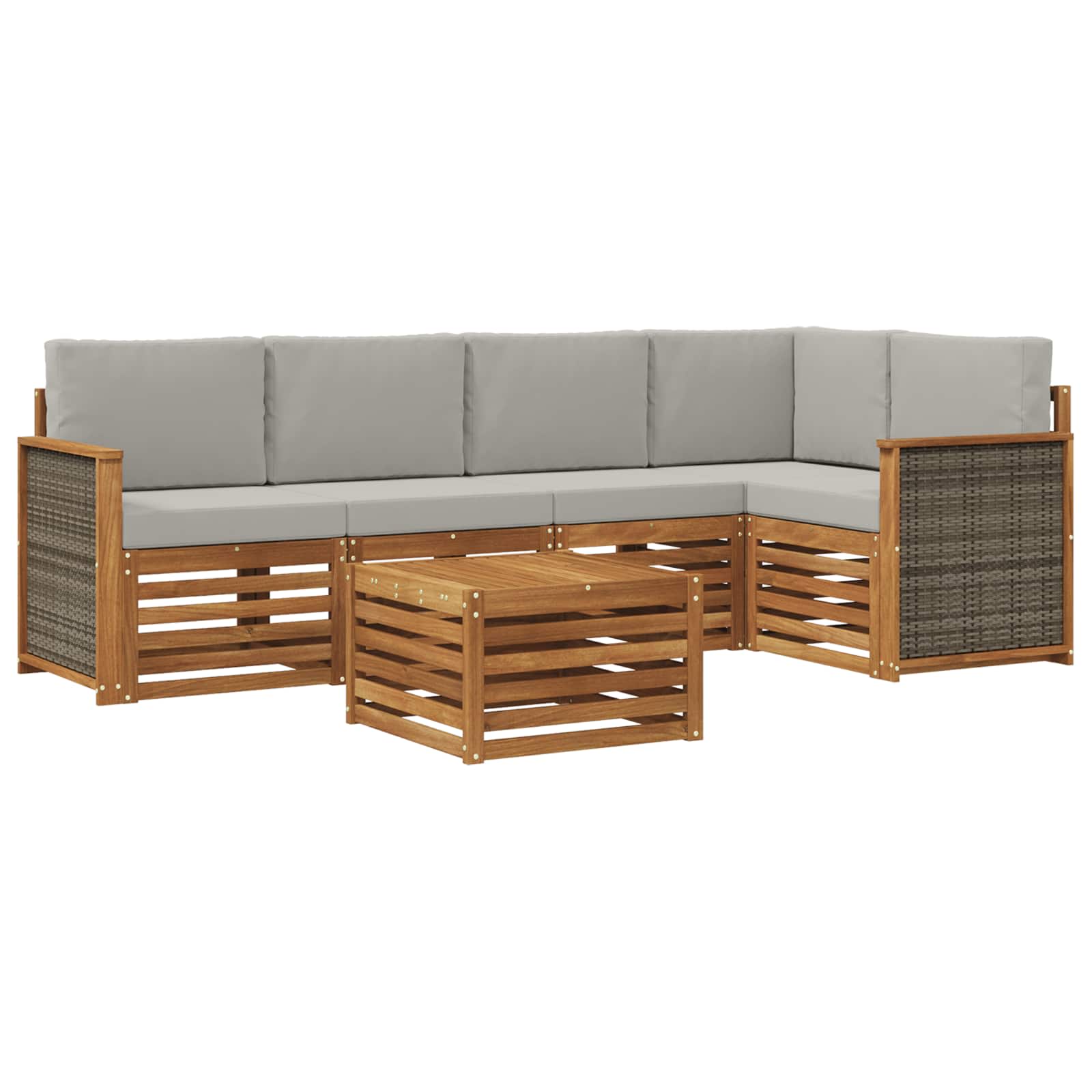 Ensemble de canapé d'angle 5 pcs Naturel et gris clair - XIOS