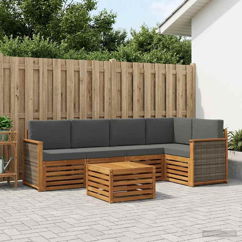 Ensemble de canapés d'extérieur 5 pc Naturel et Anthracite