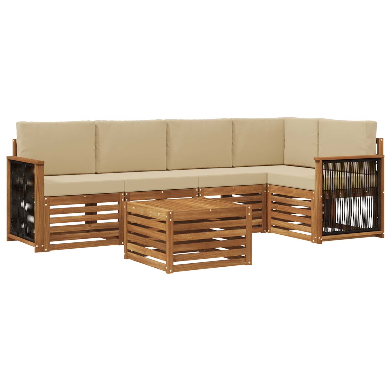 Ensemble de canapé d'angle avec coussin 5 pcs Naturel - XIOS