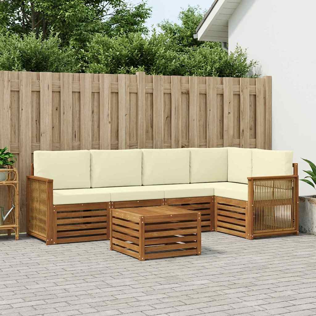 Ensemble de canapé d'angle avec coussin 5 pcs Naturel et Crème - XIOS