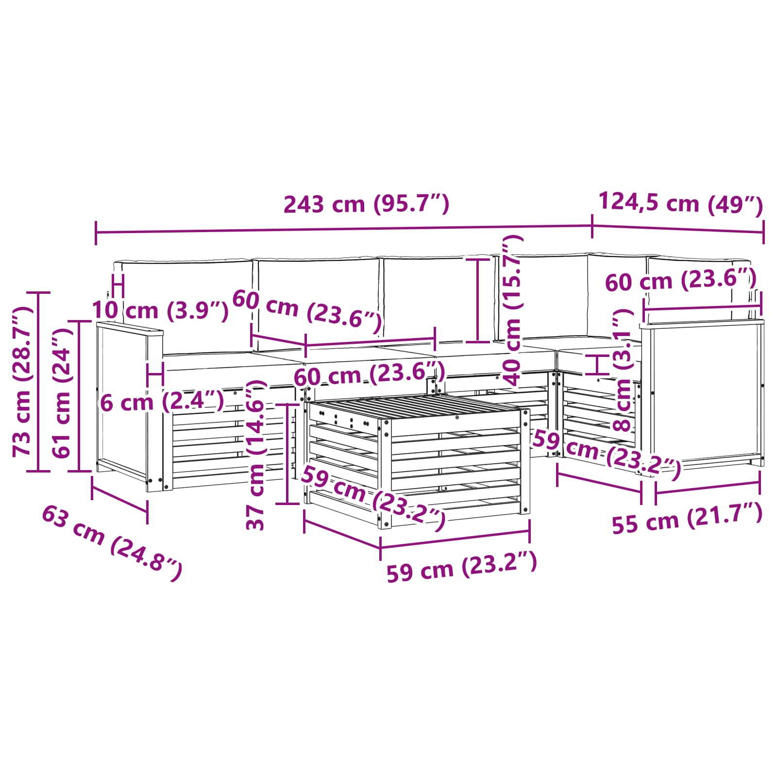 Ensemble de canapé d'angle 5 pcs Naturel et Anthracite - XIOS