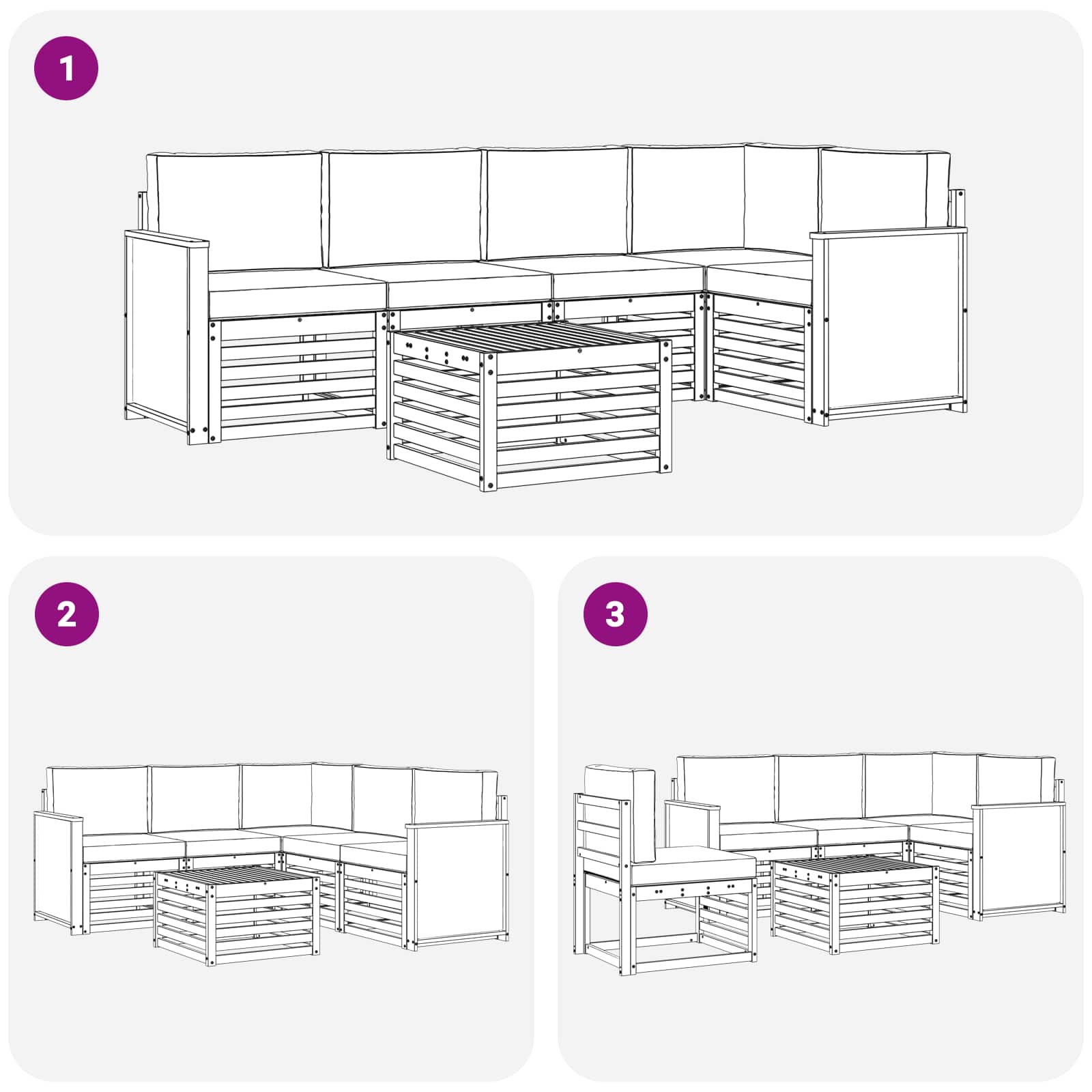 Ensemble de canapé d'angle 5 pcs Naturel et Anthracite - XIOS