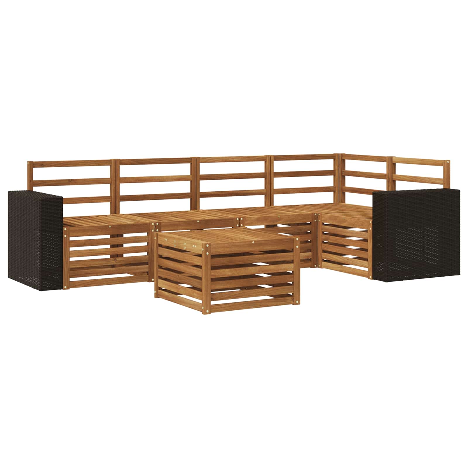 Ensemble de canapé d'angle 6 pcs Naturel Bois d'Acacia Massif - XIOS