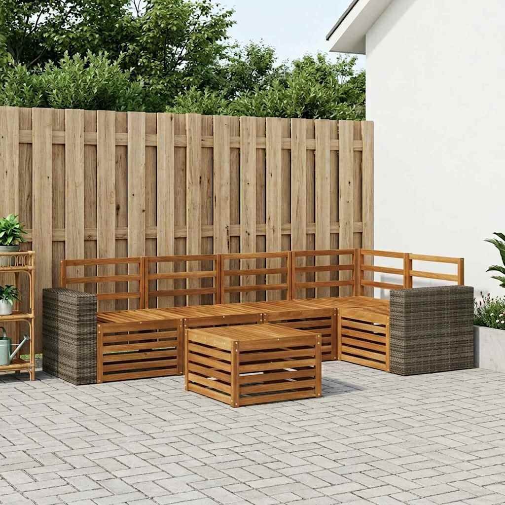 Ensemble de canapé d'angle 6 pcs Naturel Bois d'Acacia Massif - XIOS