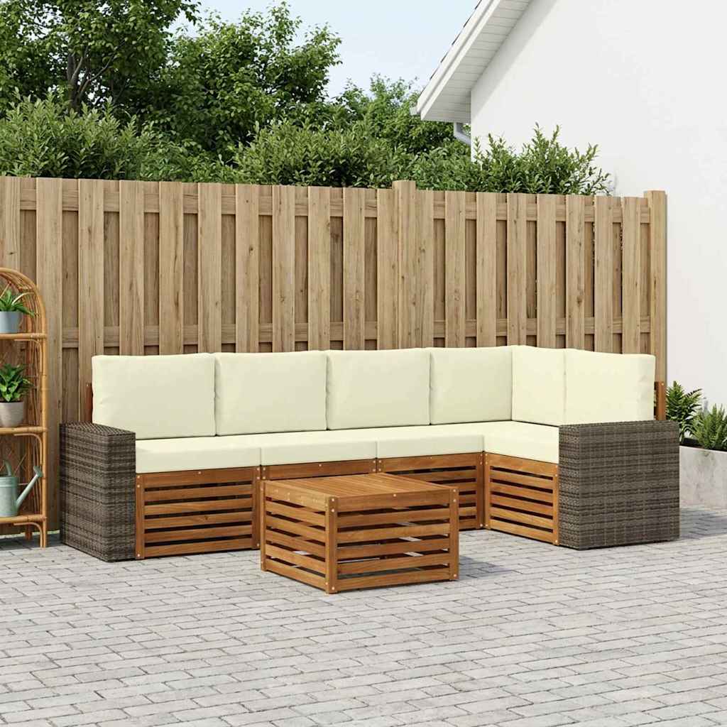 Ensemble de canapé d'angle avec coussin 6 pcs Naturel et Crème - XIOS