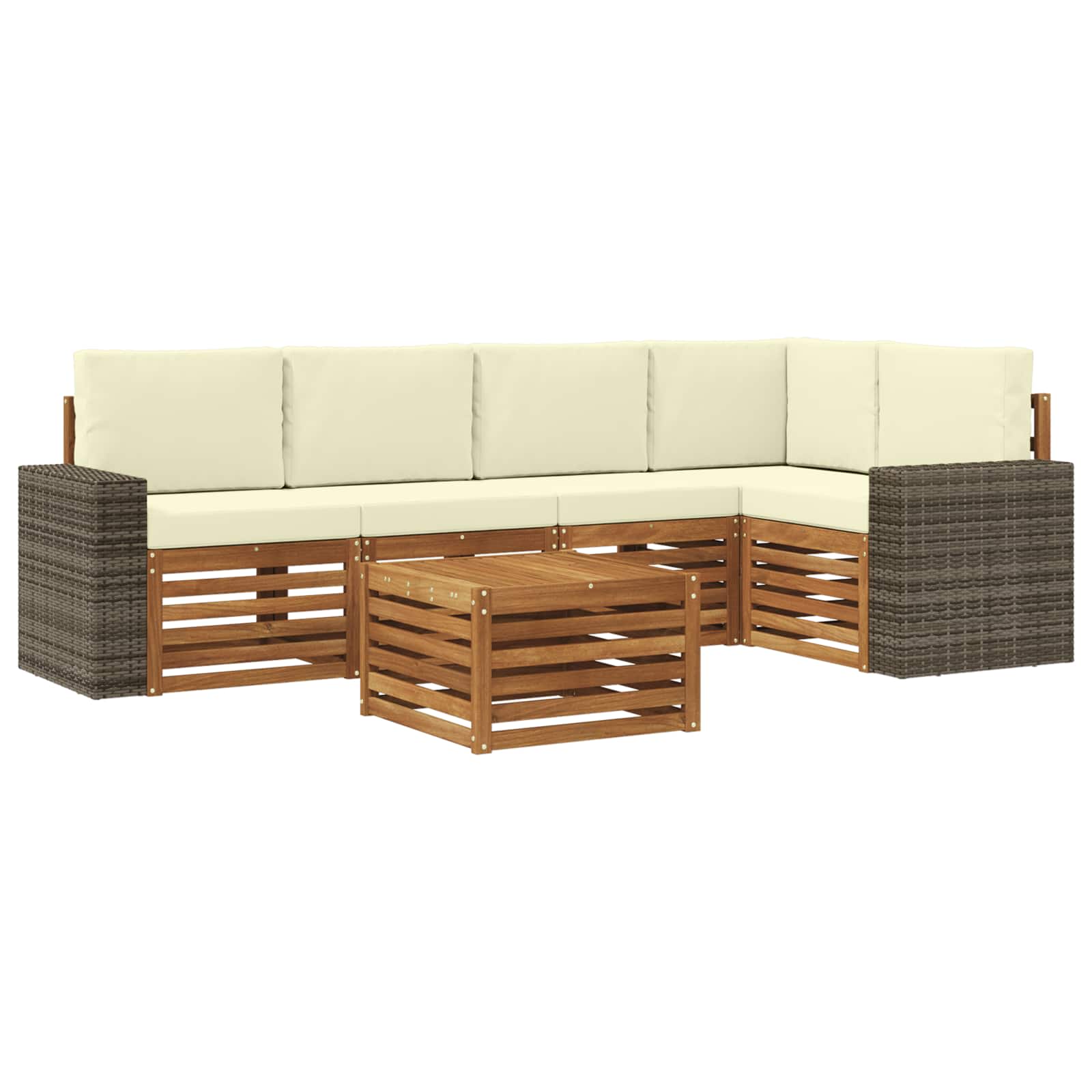 Ensemble de canapé d'angle avec coussin 6 pcs Naturel et Crème - XIOS