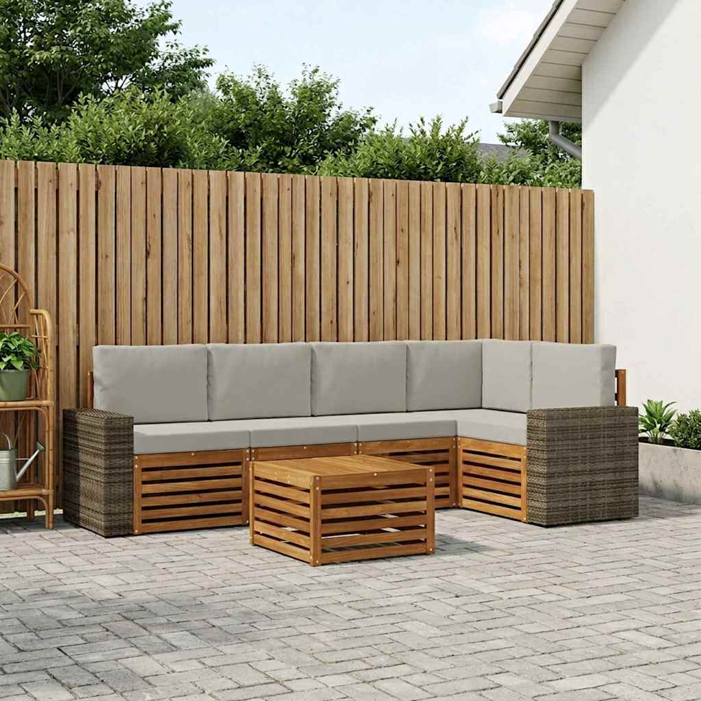 Ensemble de canapé d'angle 6 pcs Naturel et gris clair - XIOS
