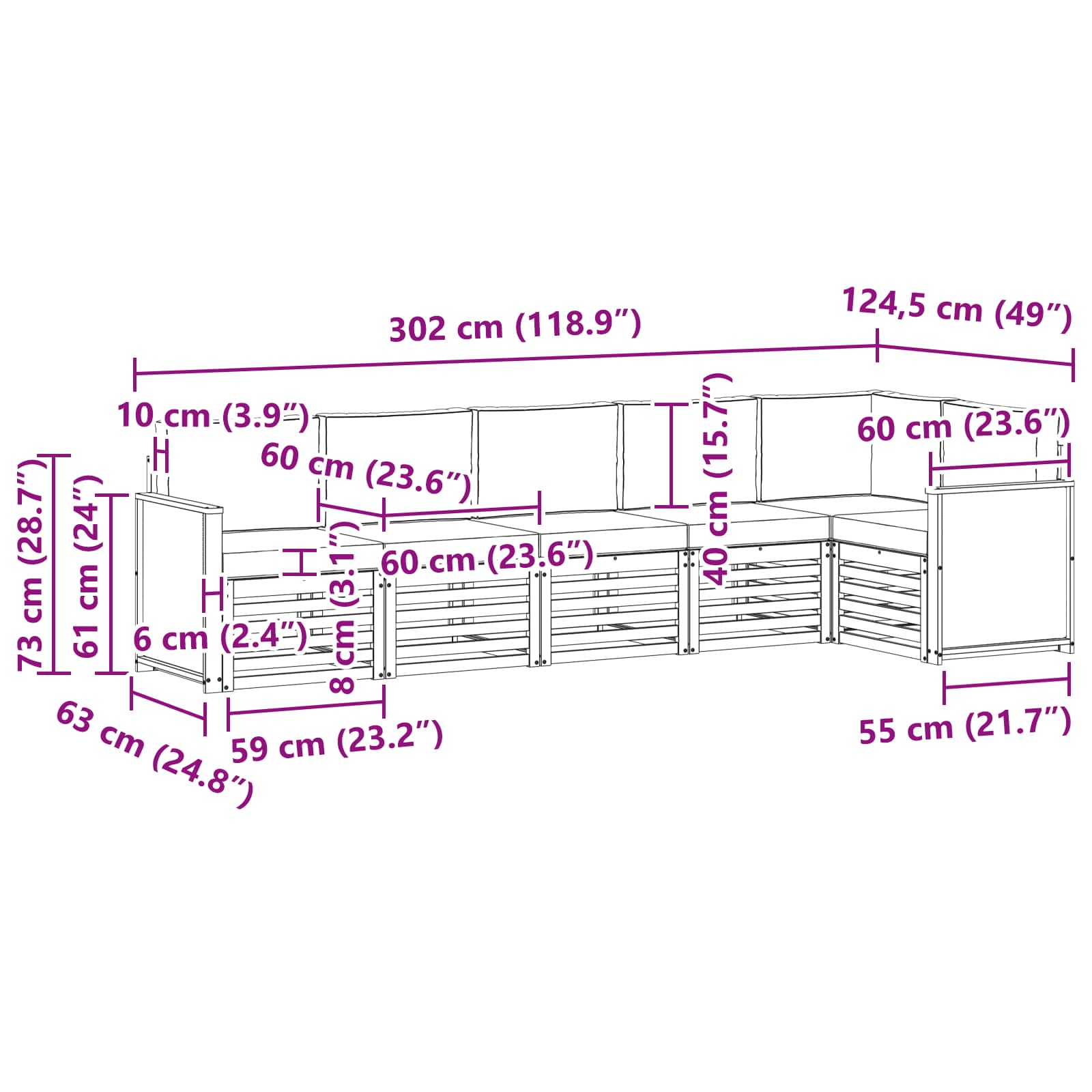 Ensemble de canapé d'angle 5 pcs Naturel et Anthracite - XIOS