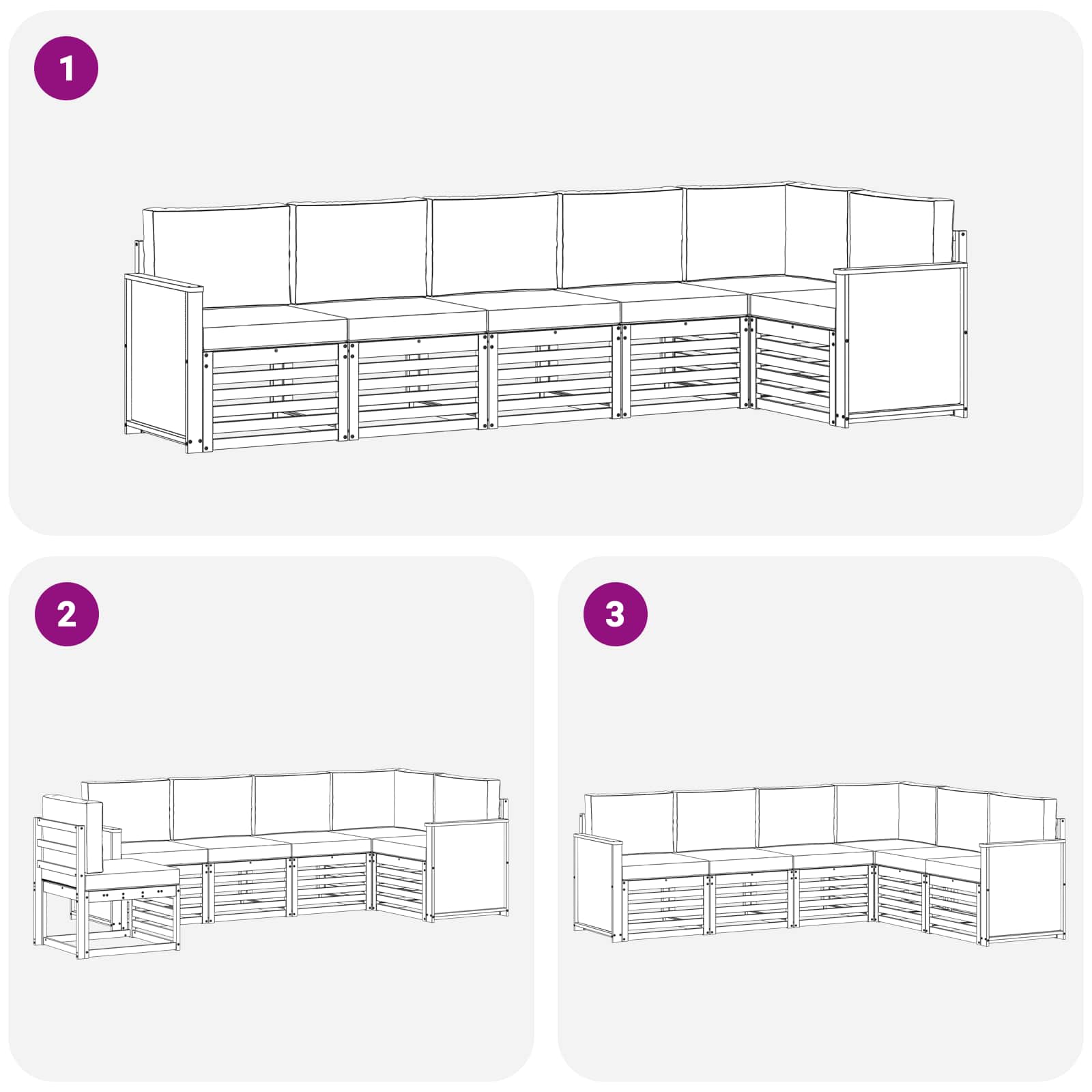 Ensemble de canapé d'angle 5 pcs Naturel et Anthracite - XIOS