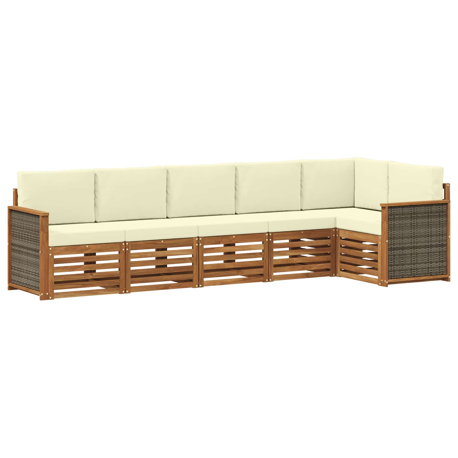 Ensemble de canapé d'angle avec coussin 5 pcs Naturel et Crème - XIOS