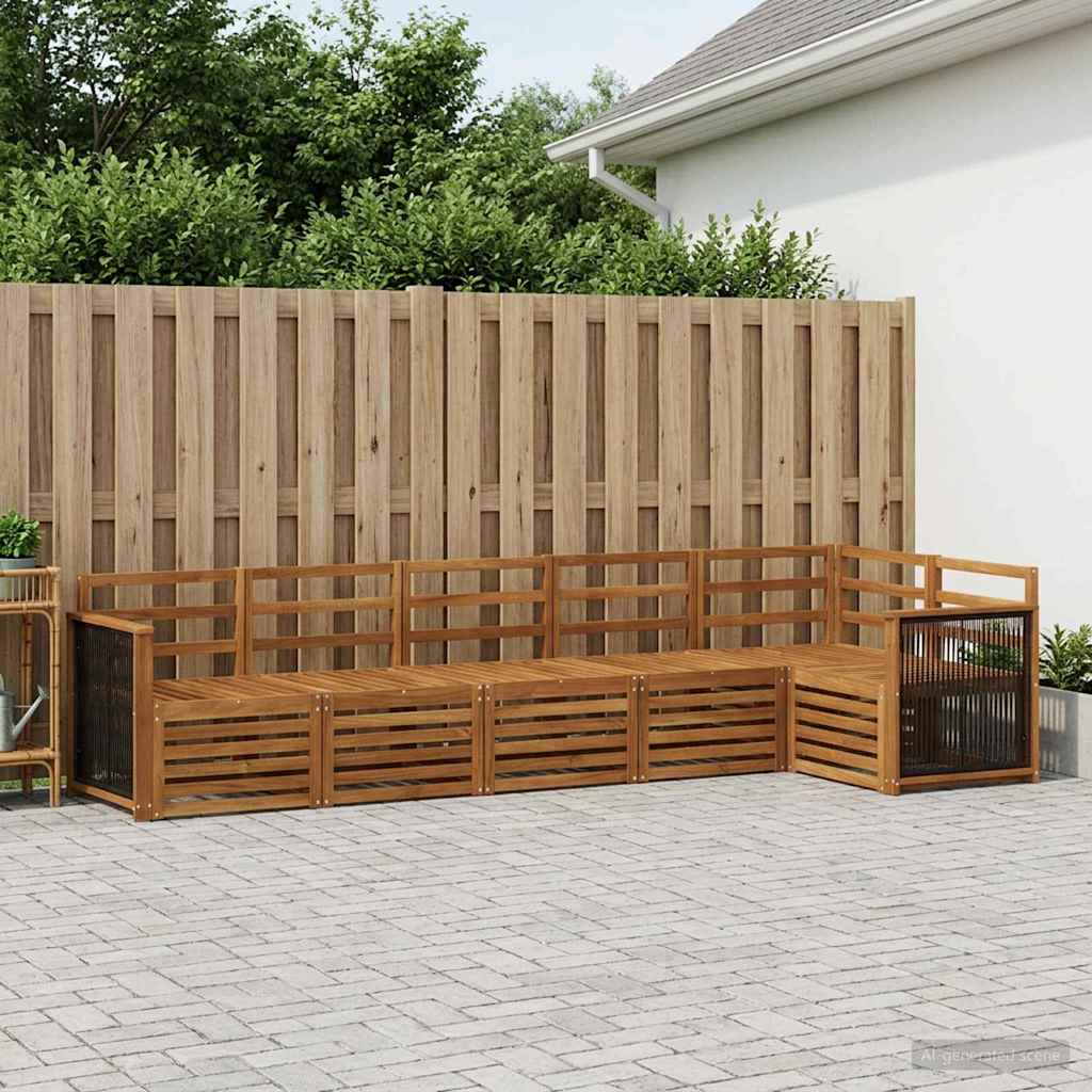 Ensemble de canapé d'angle 5 pcs Naturel Bois d'Acacia Massif - XIOS