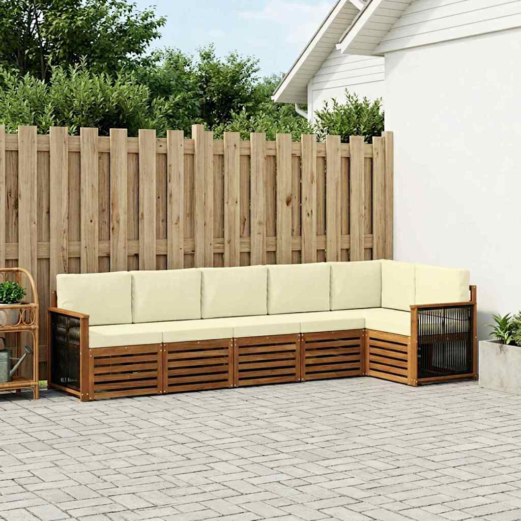 Ensemble de canapé d'angle avec coussin 5 pcs Naturel et Crème - XIOS