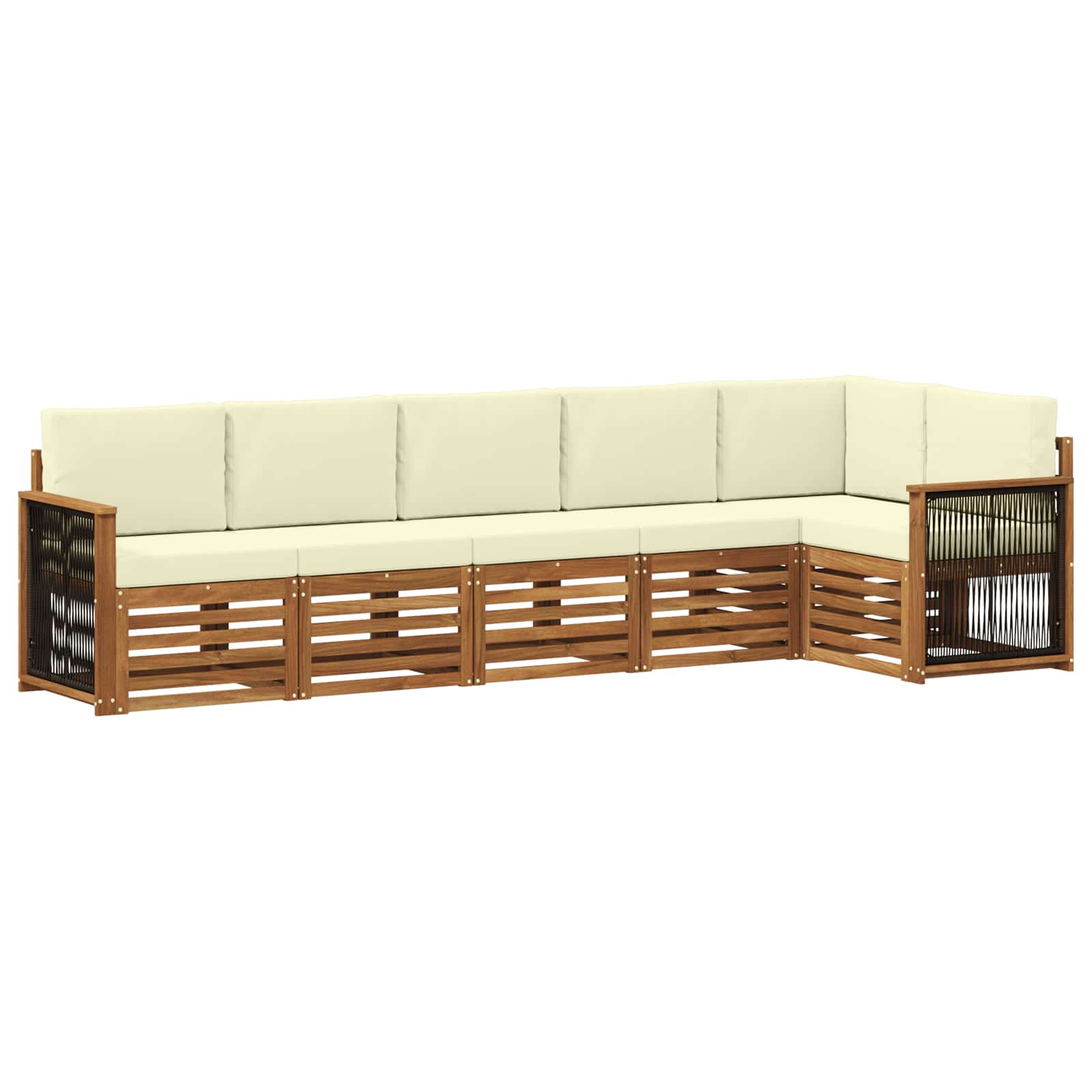 Ensemble de canapé d'angle avec coussin 5 pcs Naturel et Crème - XIOS
