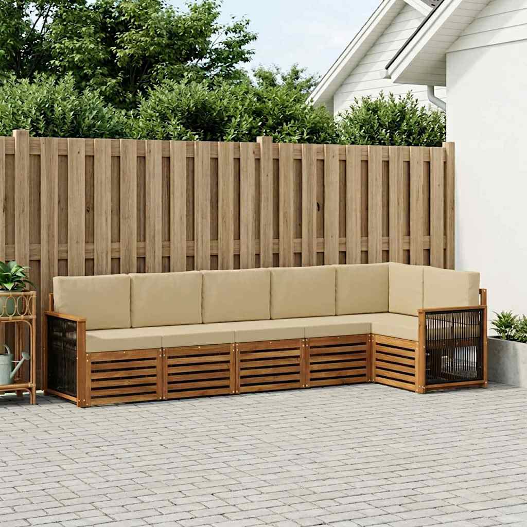 Ensemble de canapé d'angle avec coussin 5 pcs Naturel - XIOS