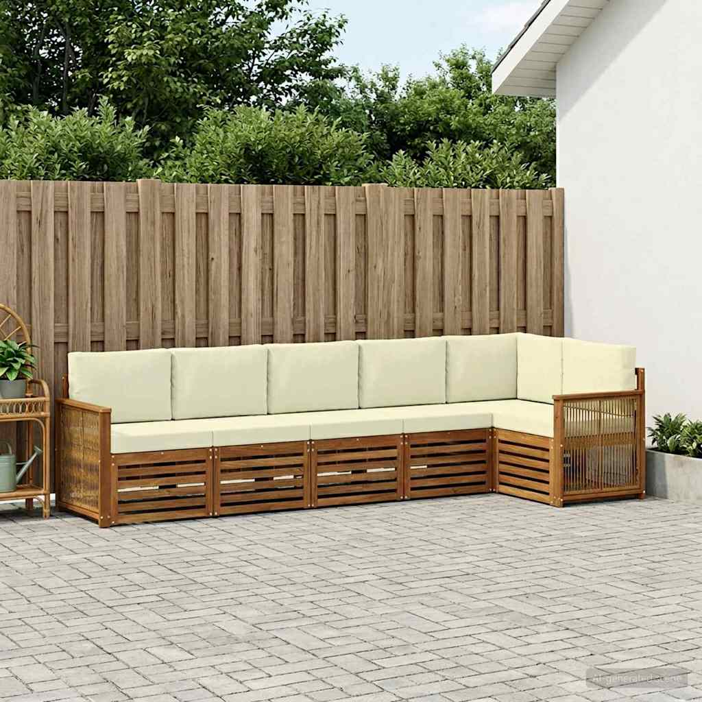 Ensemble de canapé d'angle avec coussin 5 pcs Naturel et Crème - XIOS