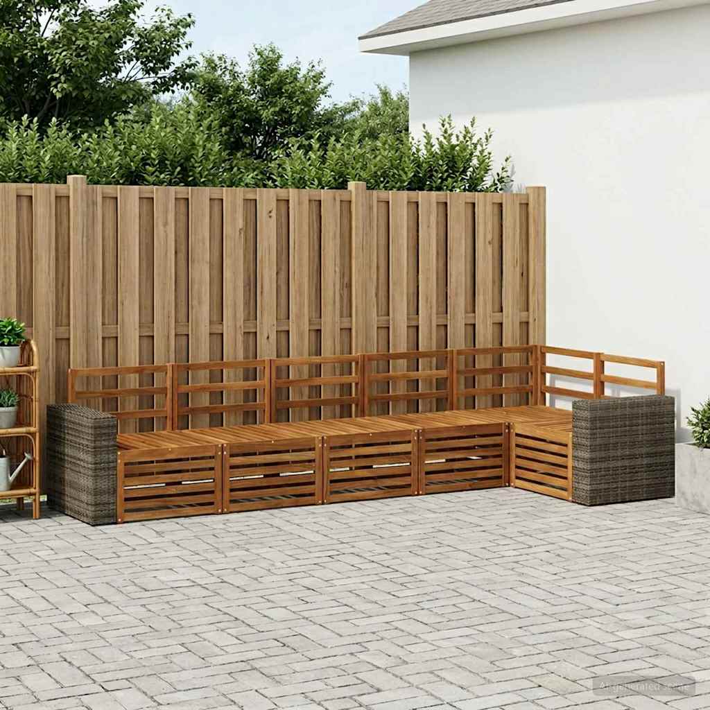 Ensemble de canapés d'extérieur 6 pc Naturel Polyester