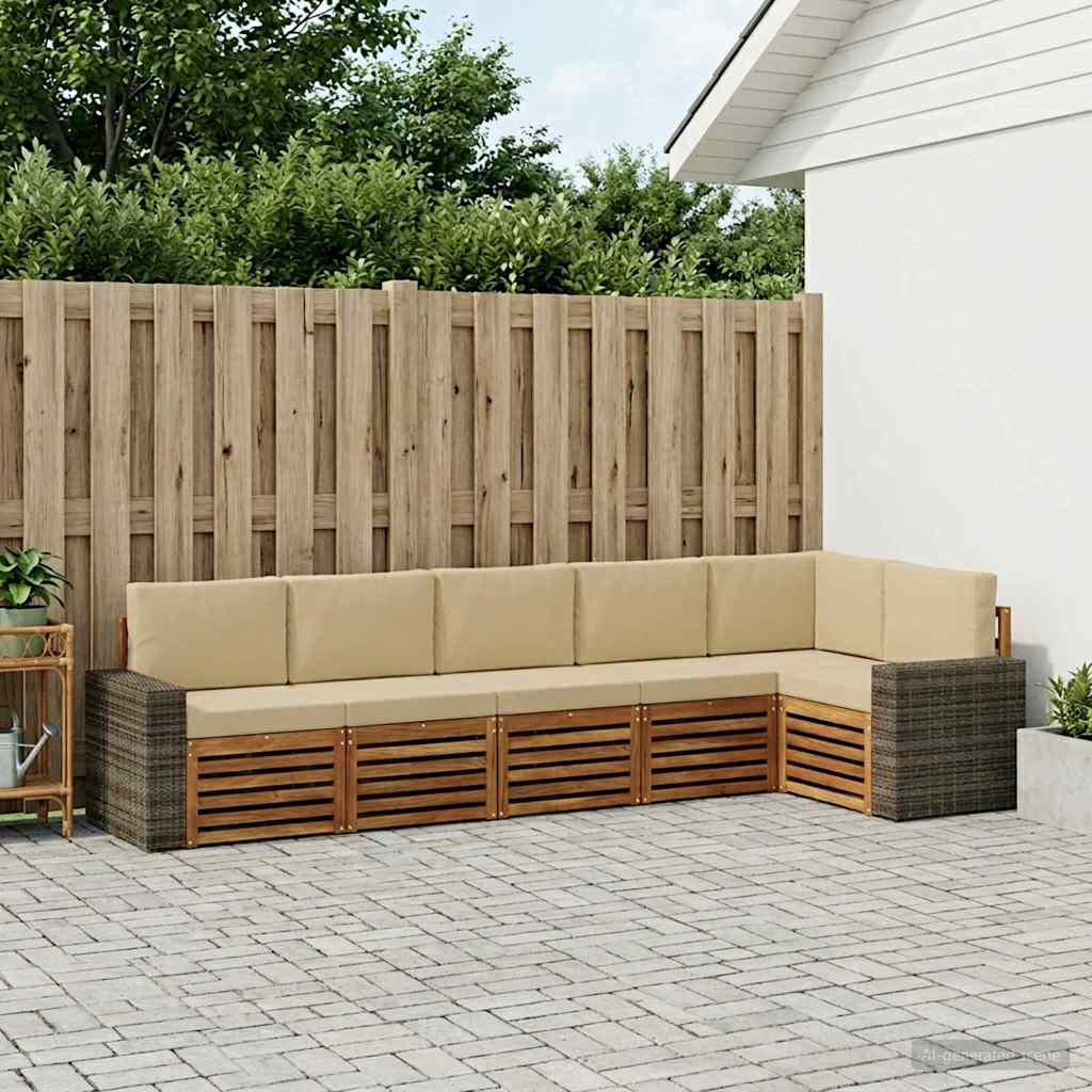 Ensemble de canapé d'angle avec coussin 6 pcs Naturel et Beige - XIOS