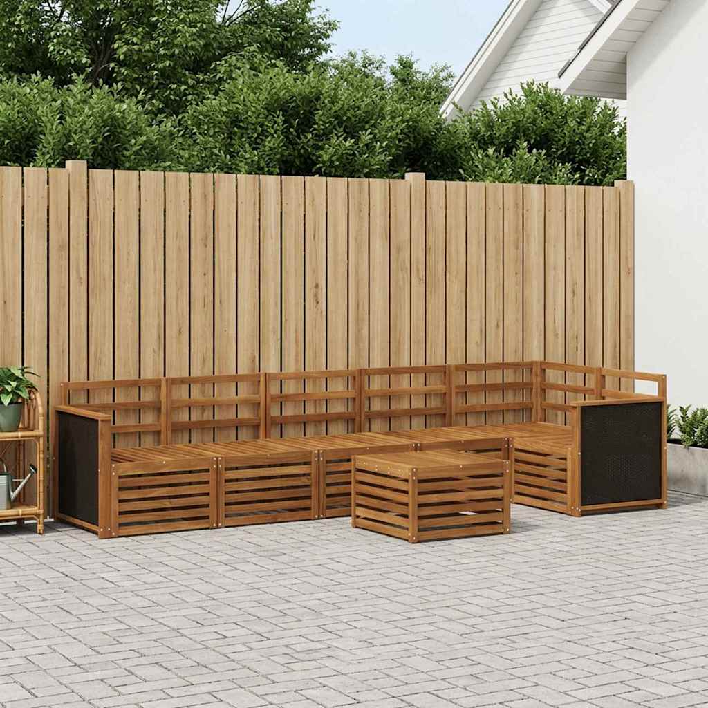 Ensemble de canapé d'angle 6 pcs Naturel Bois d'Acacia Massif - XIOS
