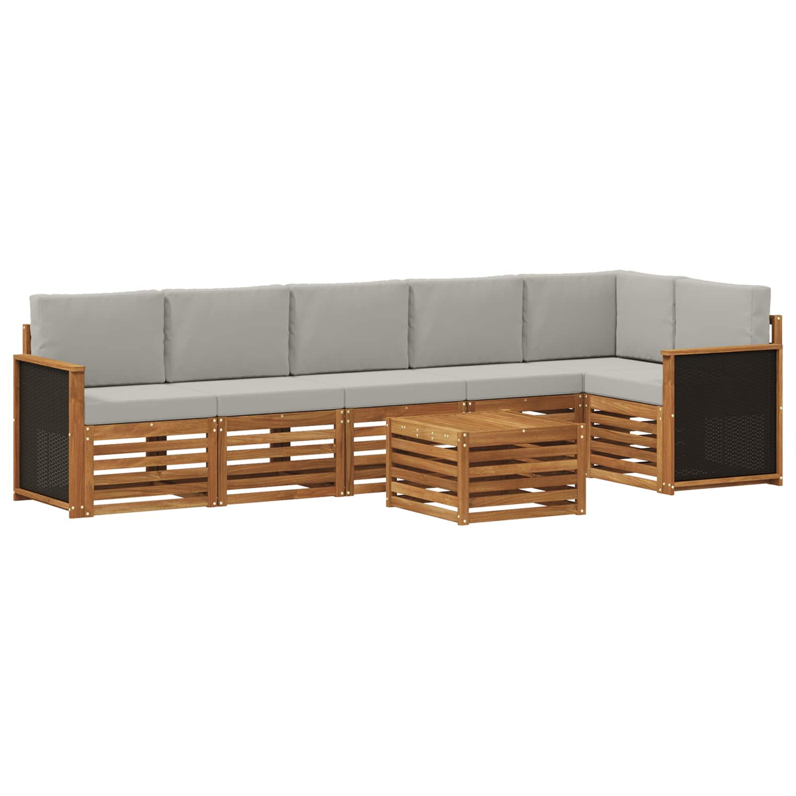 Ensemble de canapé d'angle 6 pcs Naturel et gris clair