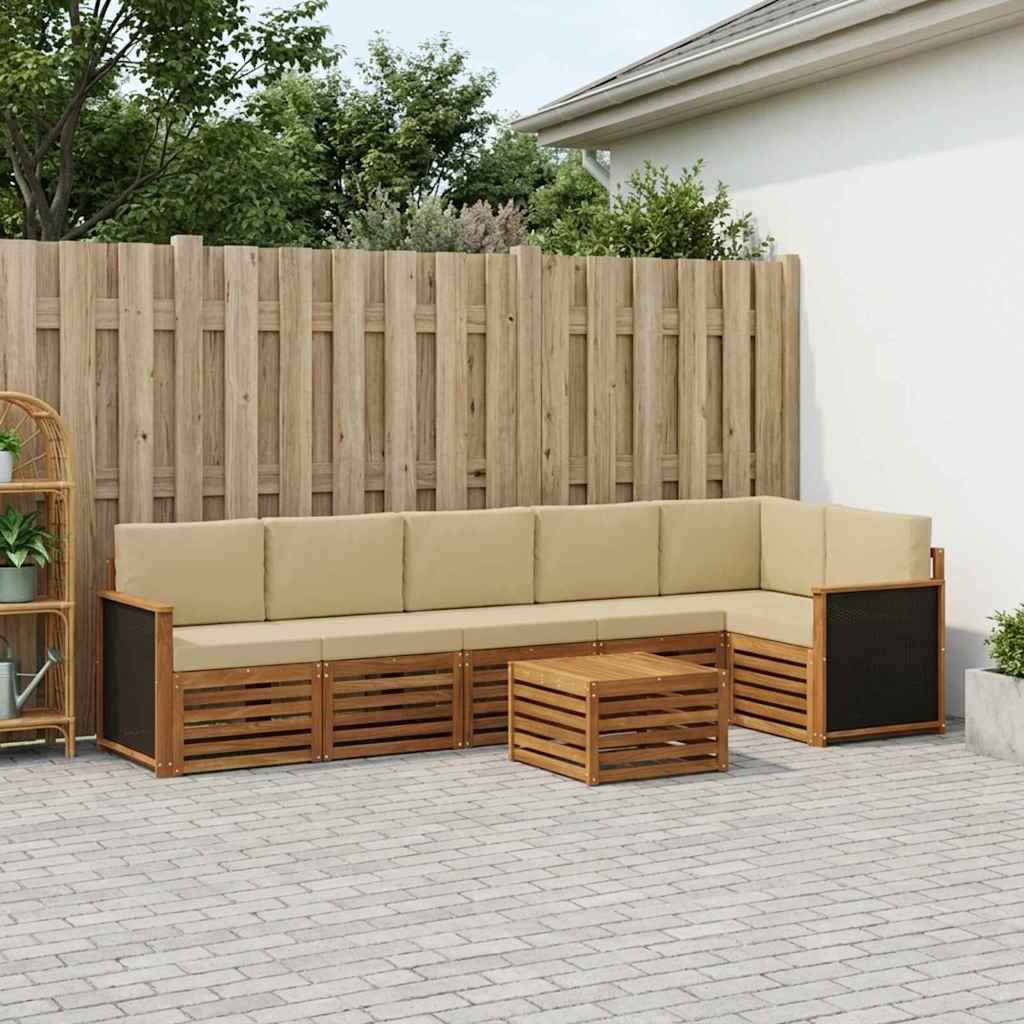 Ensemble de canapé d'angle avec coussin 6 pcs Naturel - XIOS