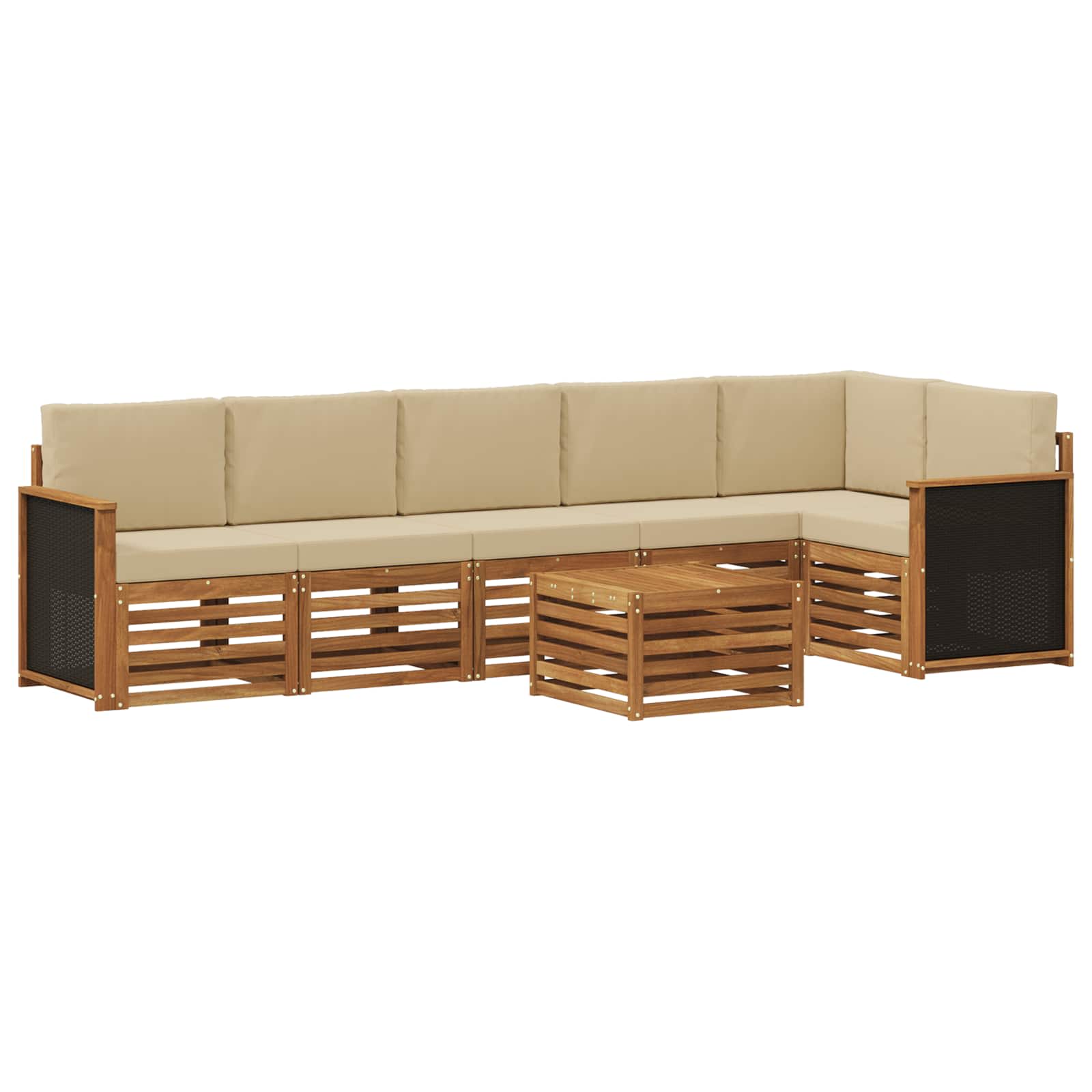 Ensemble de canapé d'angle avec coussin 6 pcs Naturel - XIOS