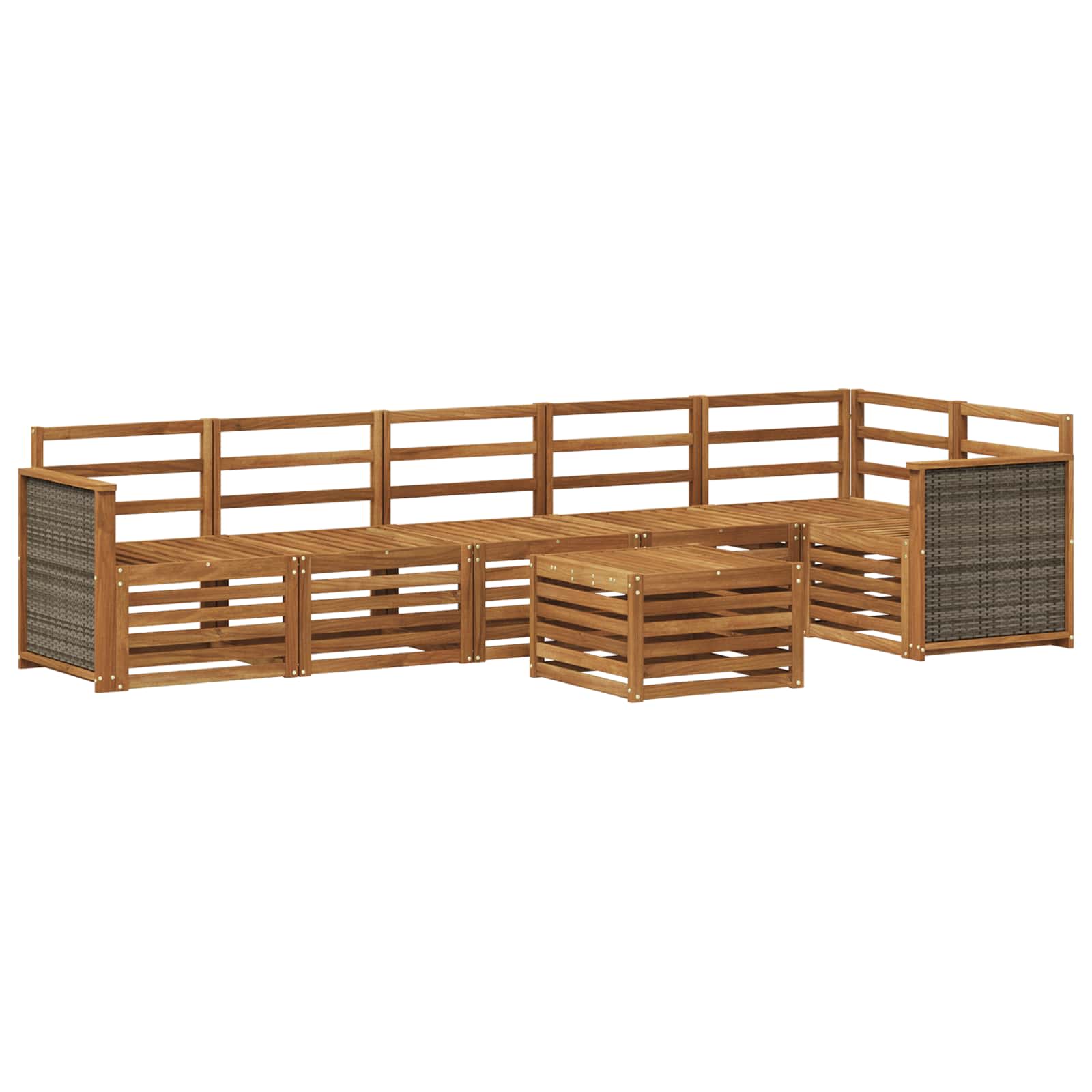 Ensemble de canapé d'angle 6 pcs Naturel Bois d'Acacia Massif - XIOS