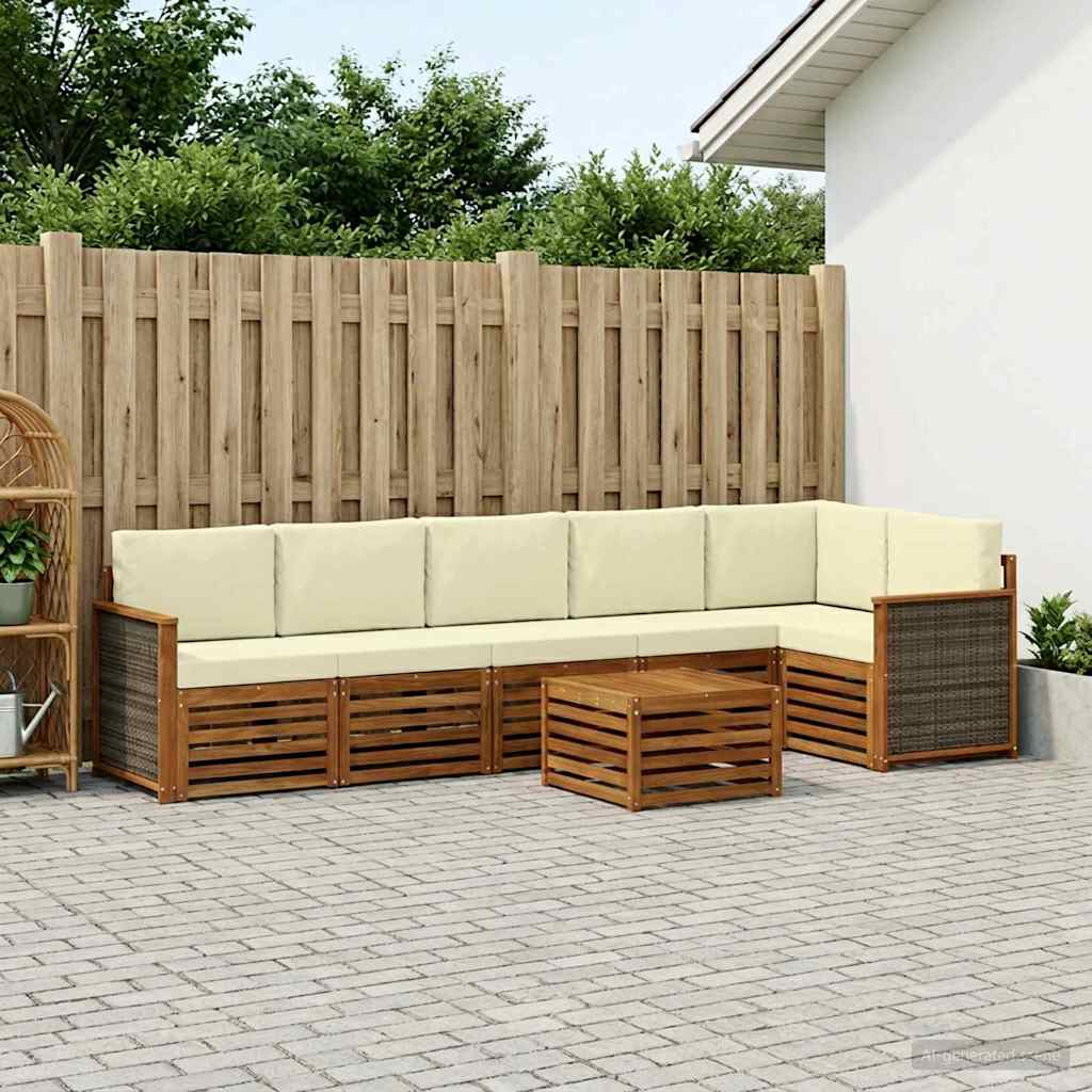 Ensemble de canapé d'angle avec coussin 6 pcs Naturel et Crème - XIOS
