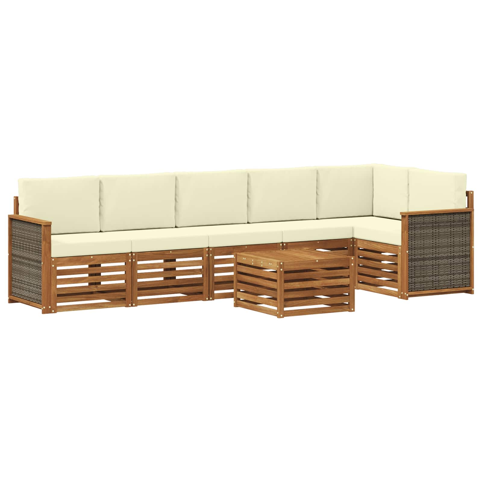 Ensemble de canapé d'angle avec coussin 6 pcs Naturel et Crème - XIOS