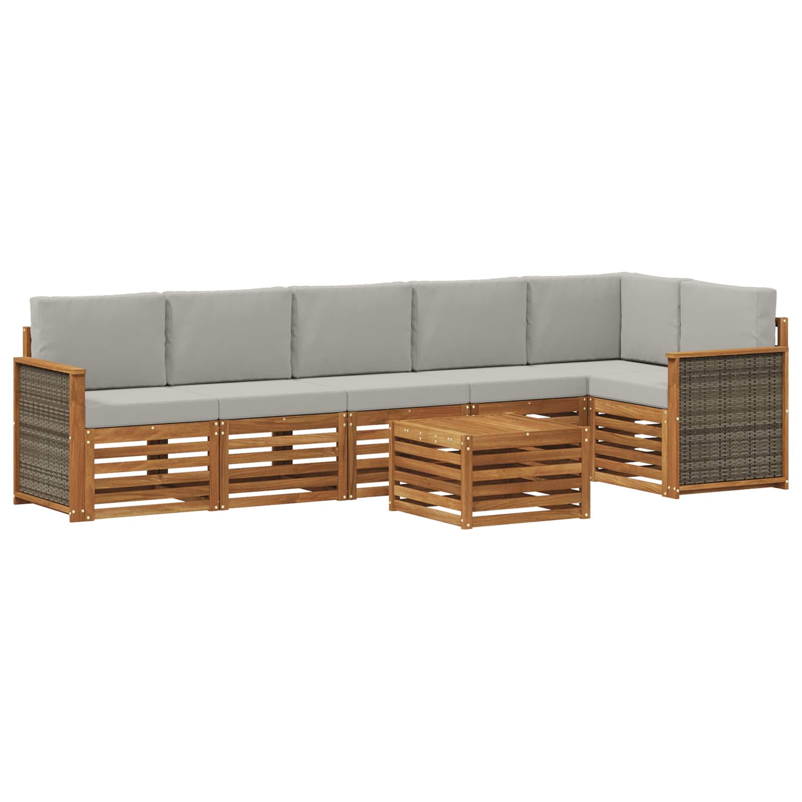 Ensemble de canapé d'angle 6 pcs Naturel et gris clair