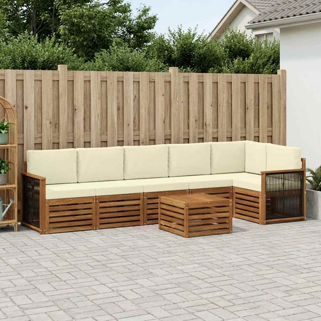 Ensemble de canapé d'angle avec coussin 6 pcs Naturel et Crème - XIOS