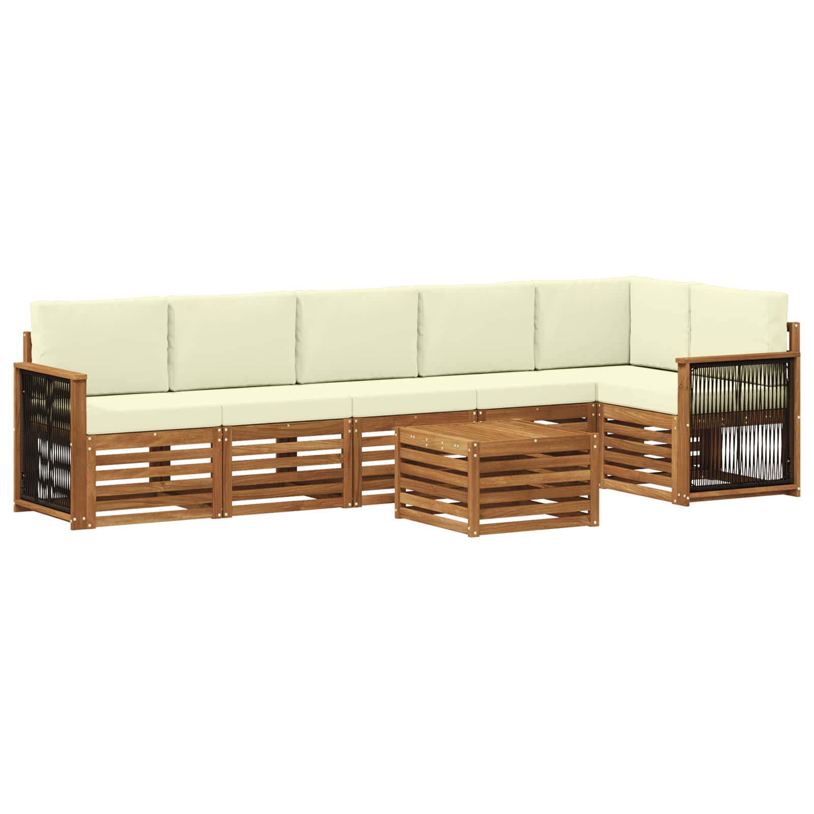 Ensemble de canapé d'angle avec coussin 6 pcs Naturel et Crème - XIOS