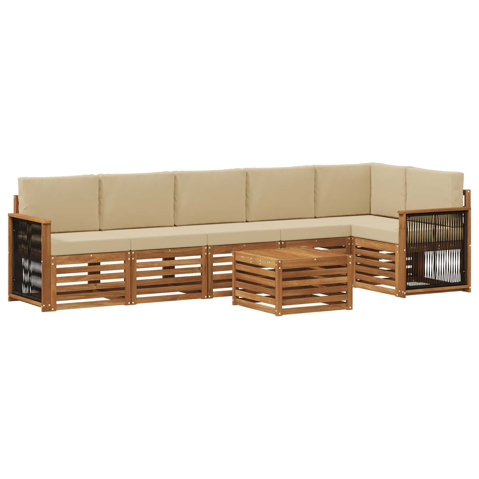 Ensemble de canapé d'angle avec coussin 6 pcs Naturel - XIOS