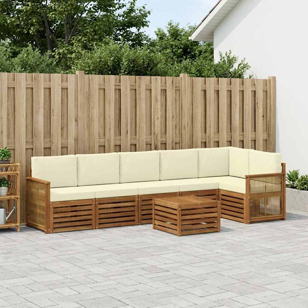 Ensemble de canapé d'angle avec coussin 6 pcs Naturel et Crème - XIOS