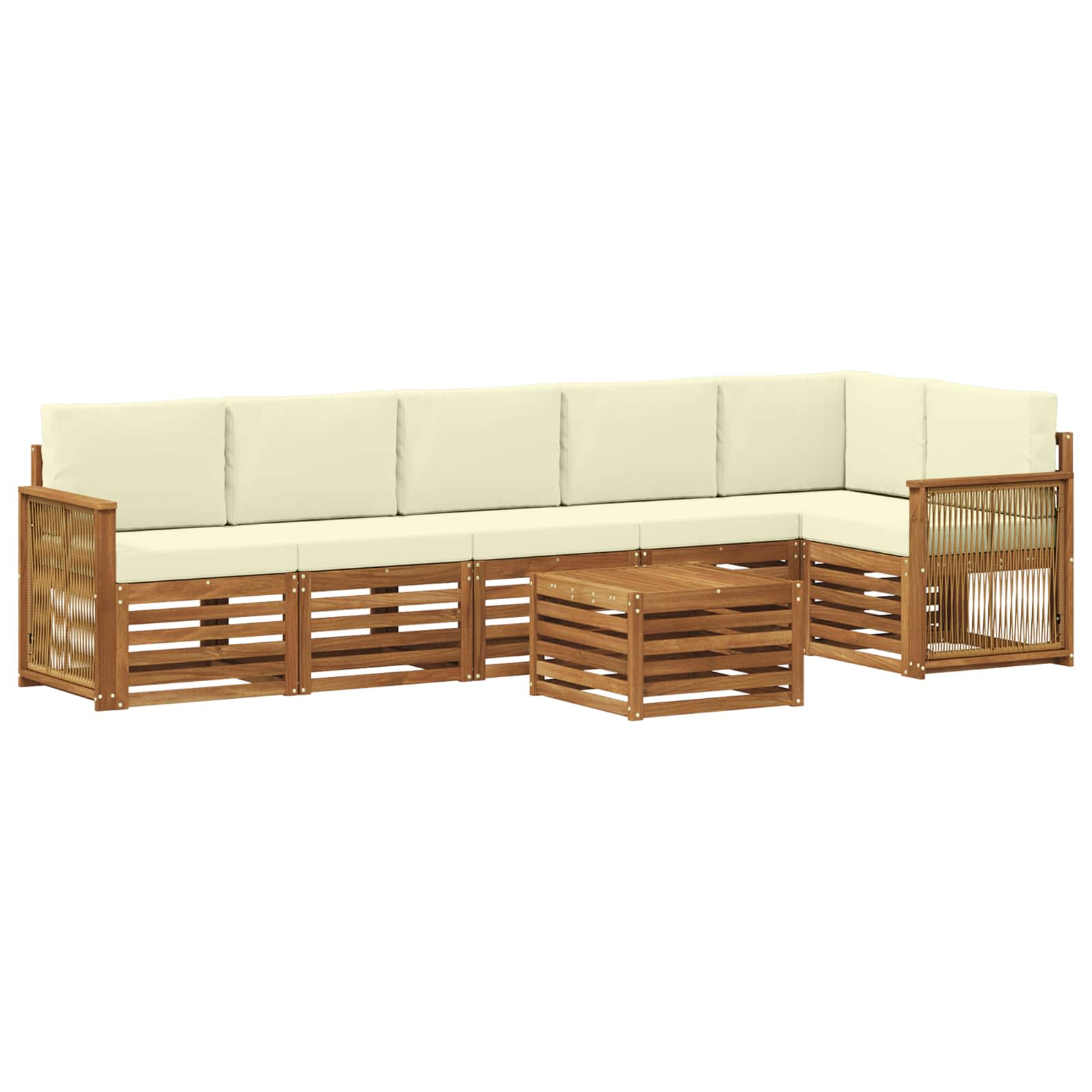 Ensemble de canapé d'angle avec coussin 6 pcs Naturel et Crème - XIOS