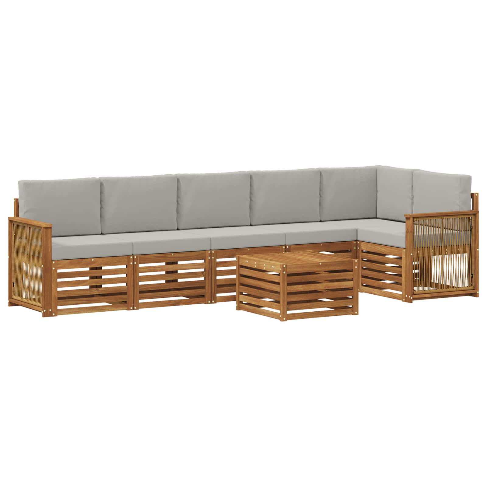 Ensemble de canapé d'angle 6 pcs Naturel et gris clair