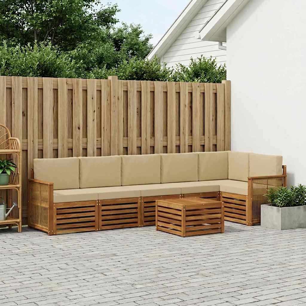 Ensemble de canapé d'angle avec coussin 6 pcs Naturel - XIOS