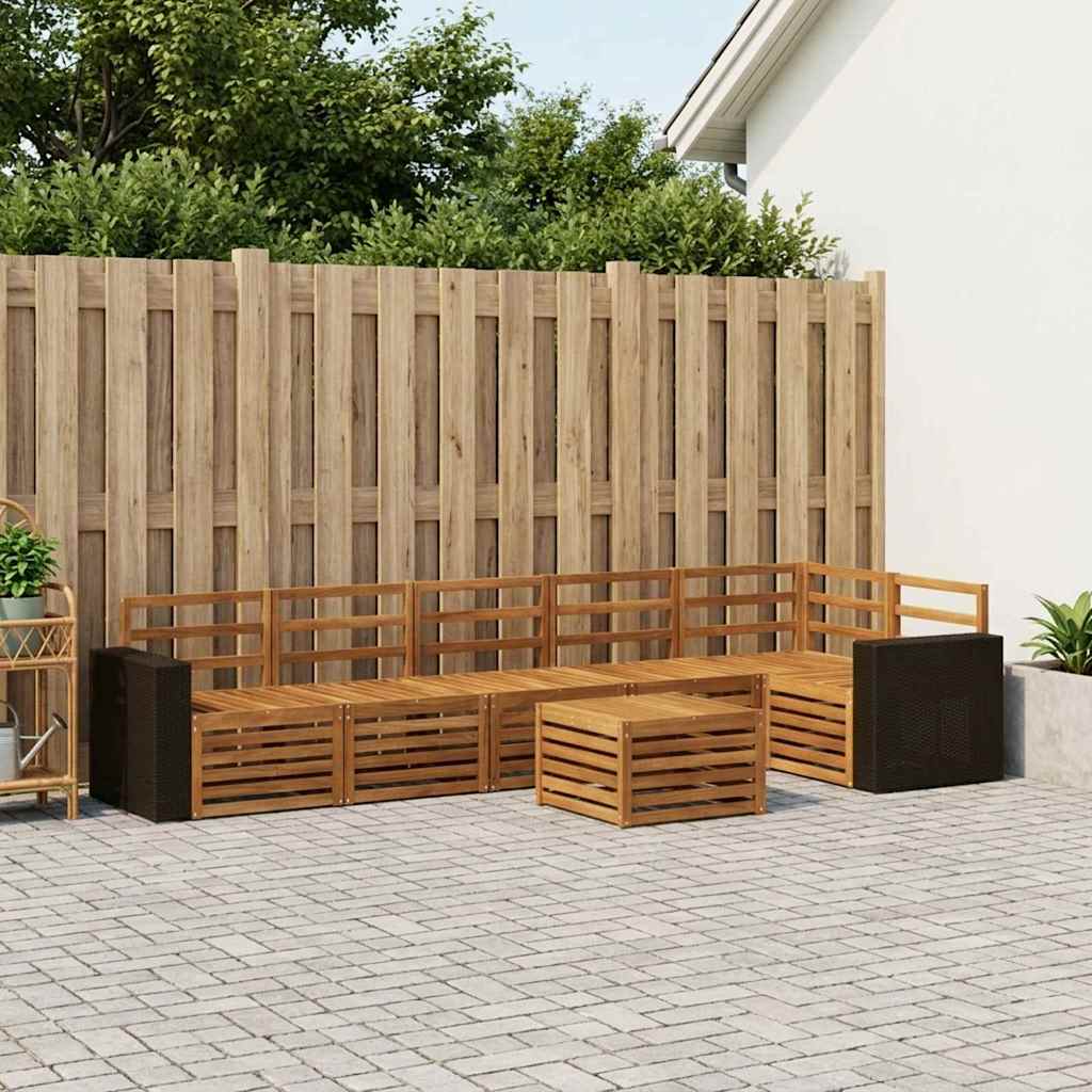 Ensemble de canapé d'angle 7 pcs Naturel Bois d'Acacia Massif - XIOS