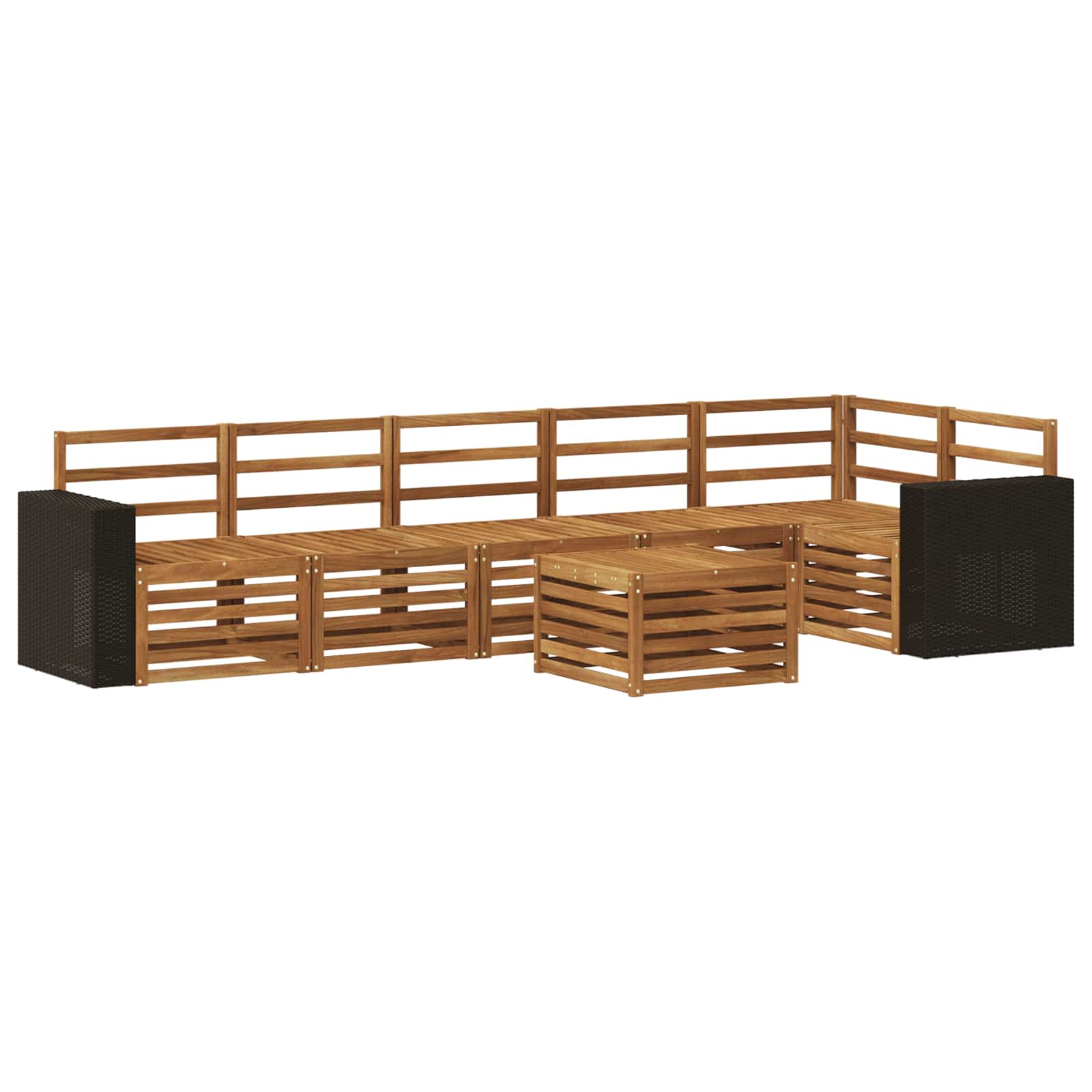 Ensemble de canapé d'angle 7 pcs Naturel Bois d'Acacia Massif - XIOS