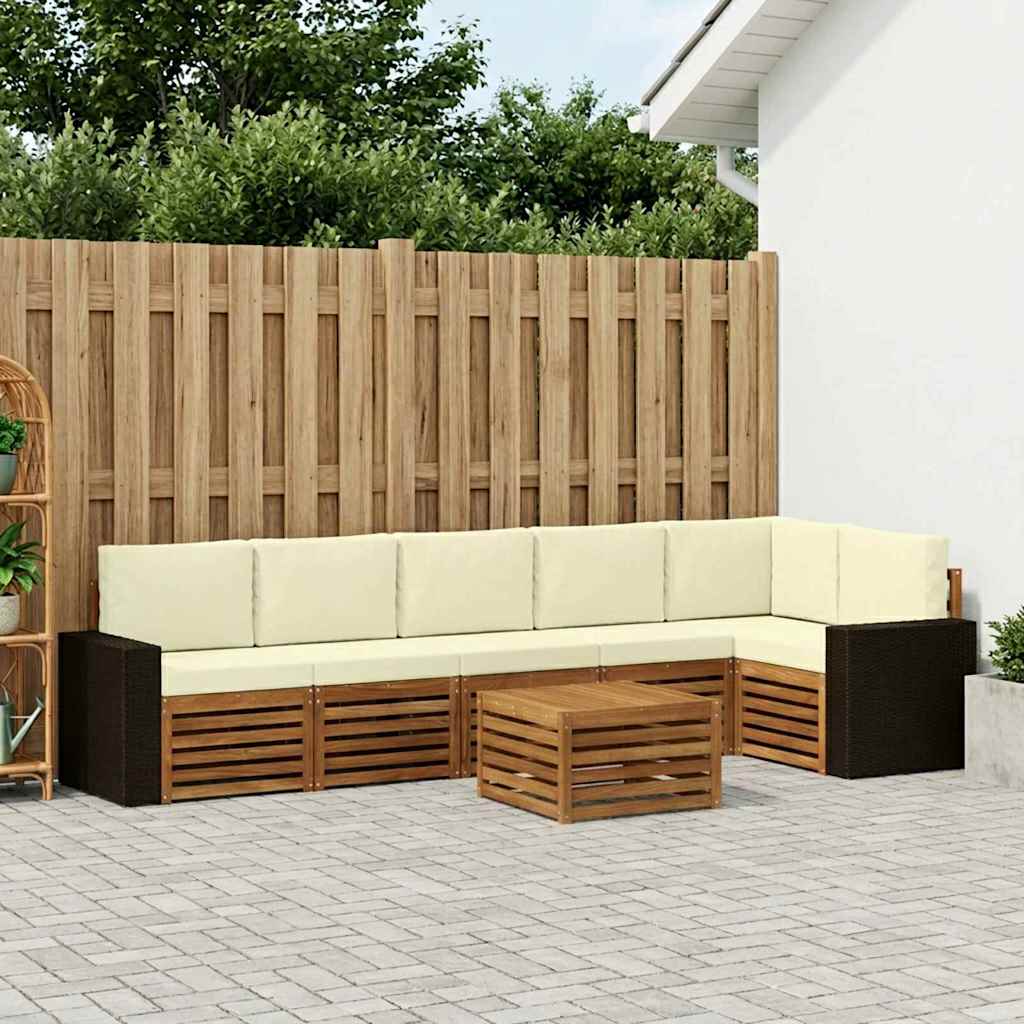 Ensemble de canapé d'angle avec coussin 7 pcs Naturel et Crème - XIOS