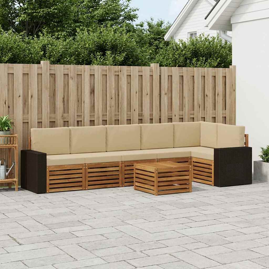 Ensemble de canapé d'angle avec coussin 7 pcs Naturel et Beige - XIOS