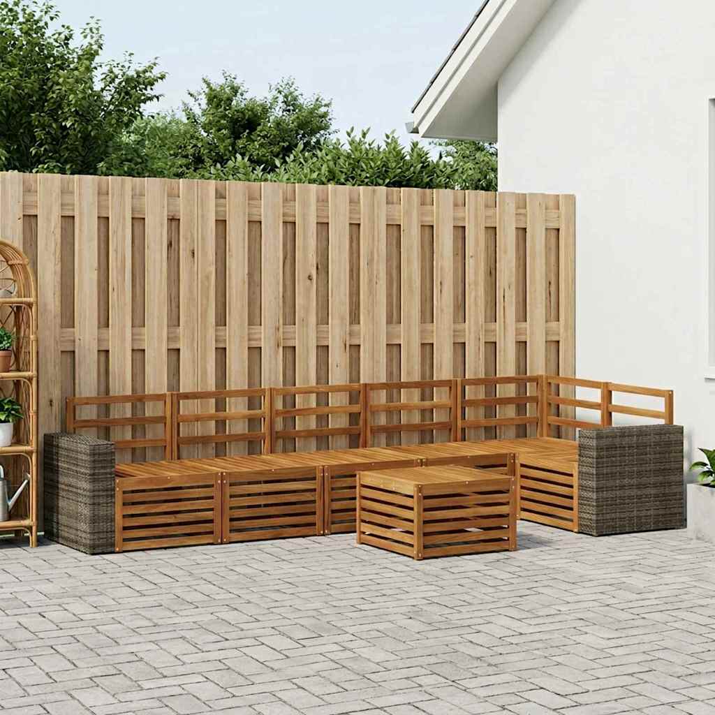 Ensemble de canapé d'angle 7 pcs Naturel Bois d'Acacia Massif - XIOS