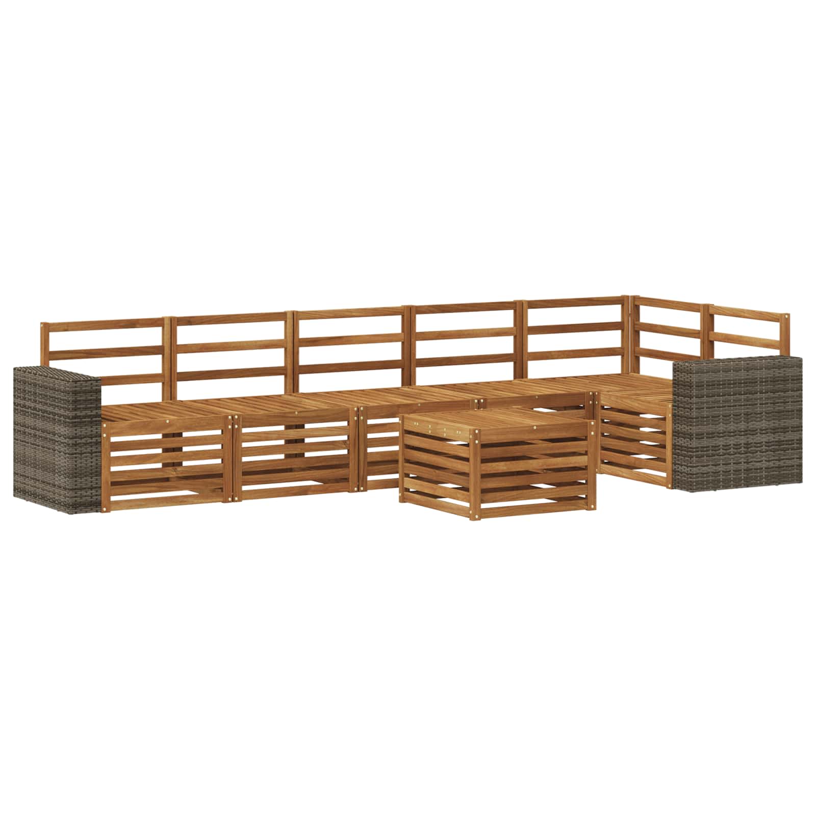 Ensemble de canapé d'angle 7 pcs Naturel Bois d'Acacia Massif - XIOS