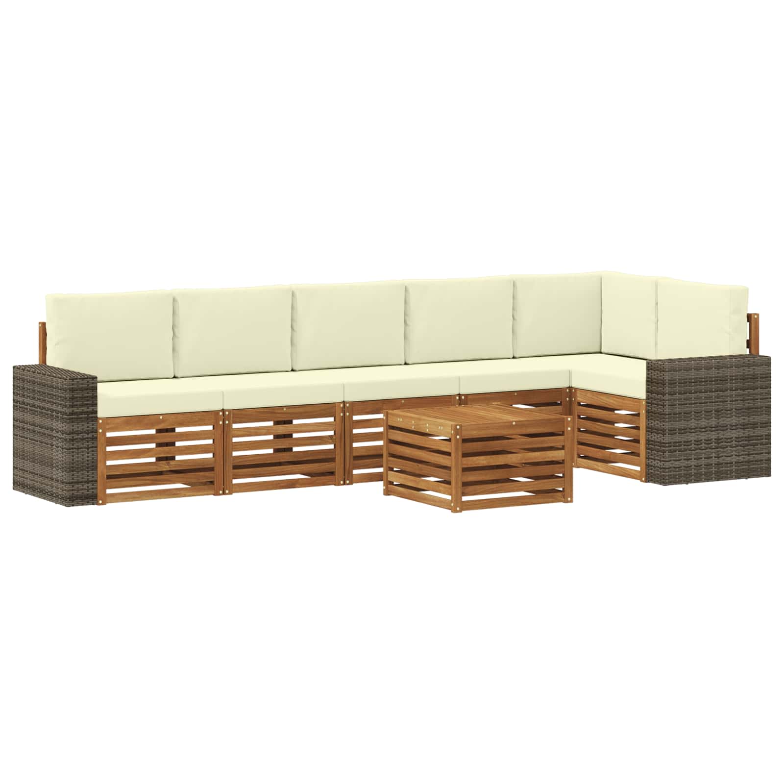 Ensemble de canapé d'angle avec coussin 7 pcs Naturel et Crème - XIOS