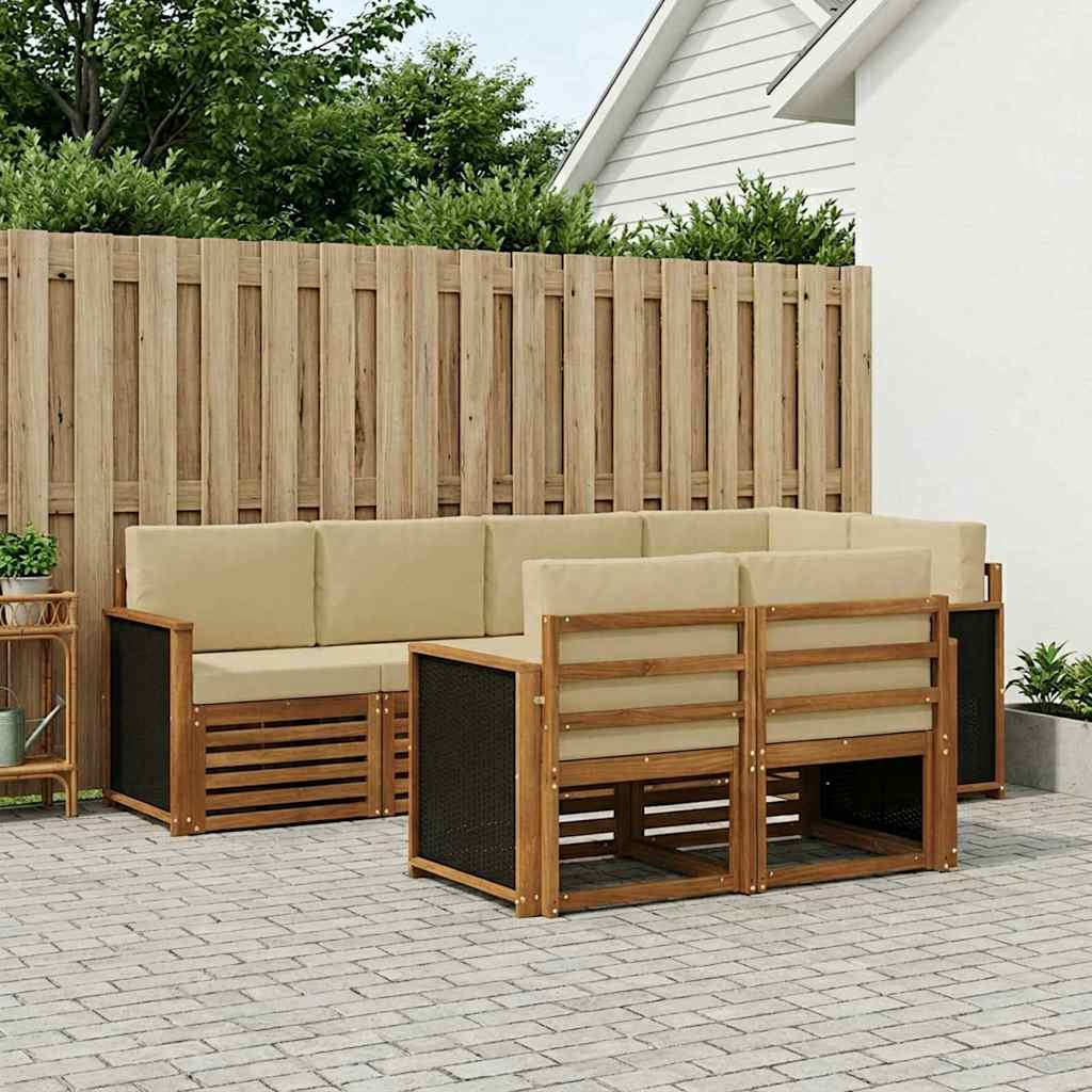Ensemble de canapé d'angle avec coussin 6 pcs Naturel - XIOS