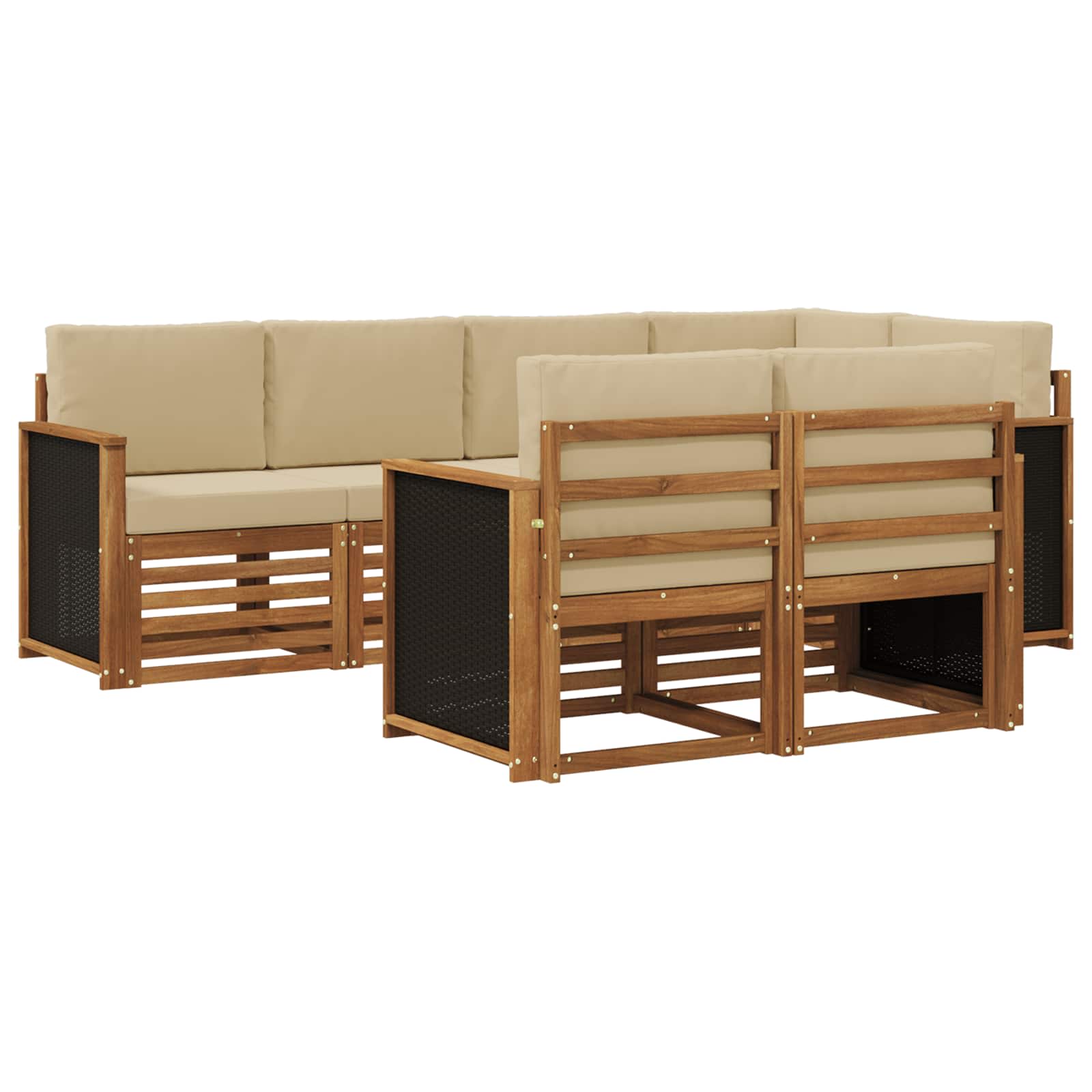 Ensemble de canapé d'angle avec coussin 6 pcs Naturel - XIOS